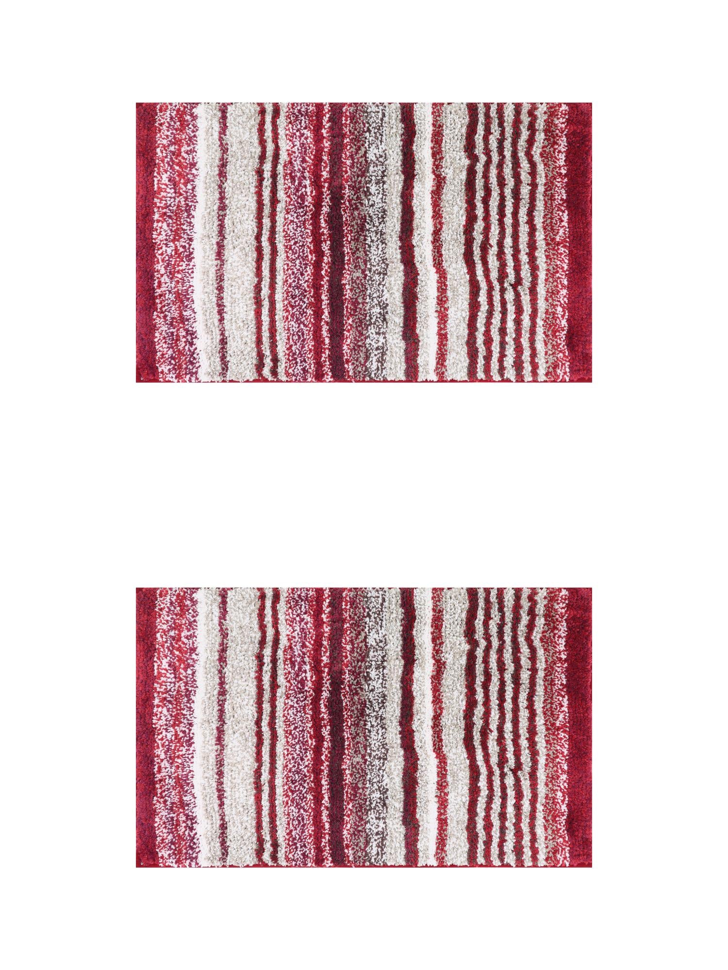 Unique Bargains 2 Pcs Striped Room Mat Quick Dry Rugs Red 20" x 32"
