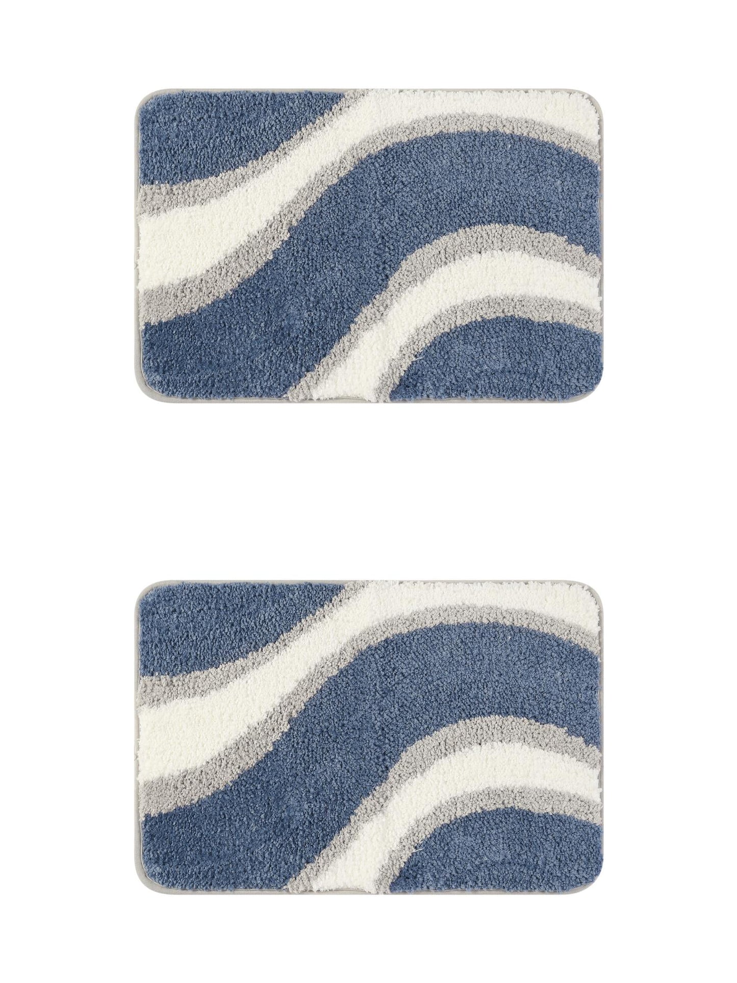 Unique Bargains 2 Pcs Wavy Stripes Bathroom Rugs Absorbent Non-Slip Bath Mats Multi-1 16" x 24"