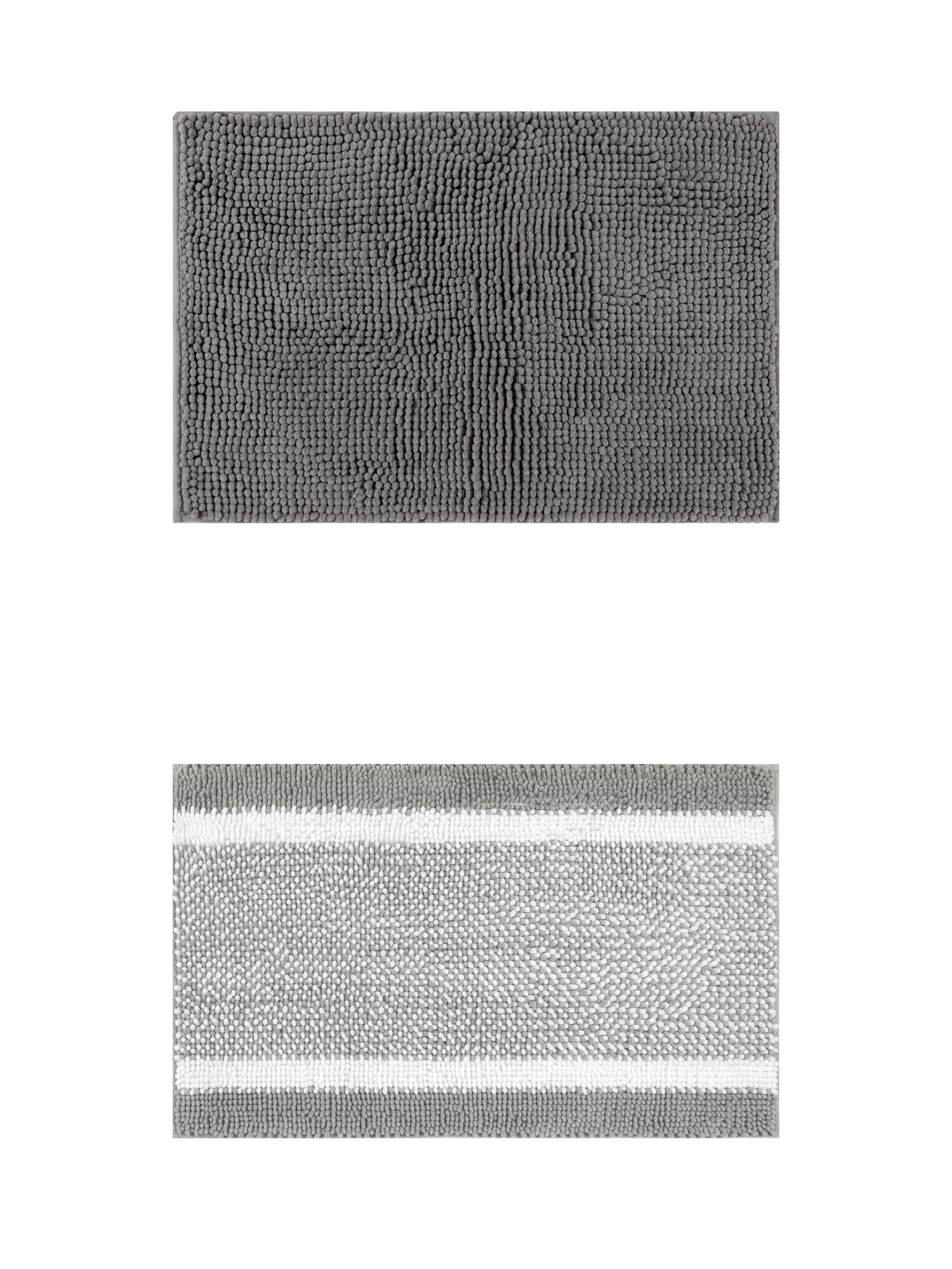 Unique Bargains 2 Pcs Room Rug Mat Plush Shaggy Carpet Grey 16" x 24"