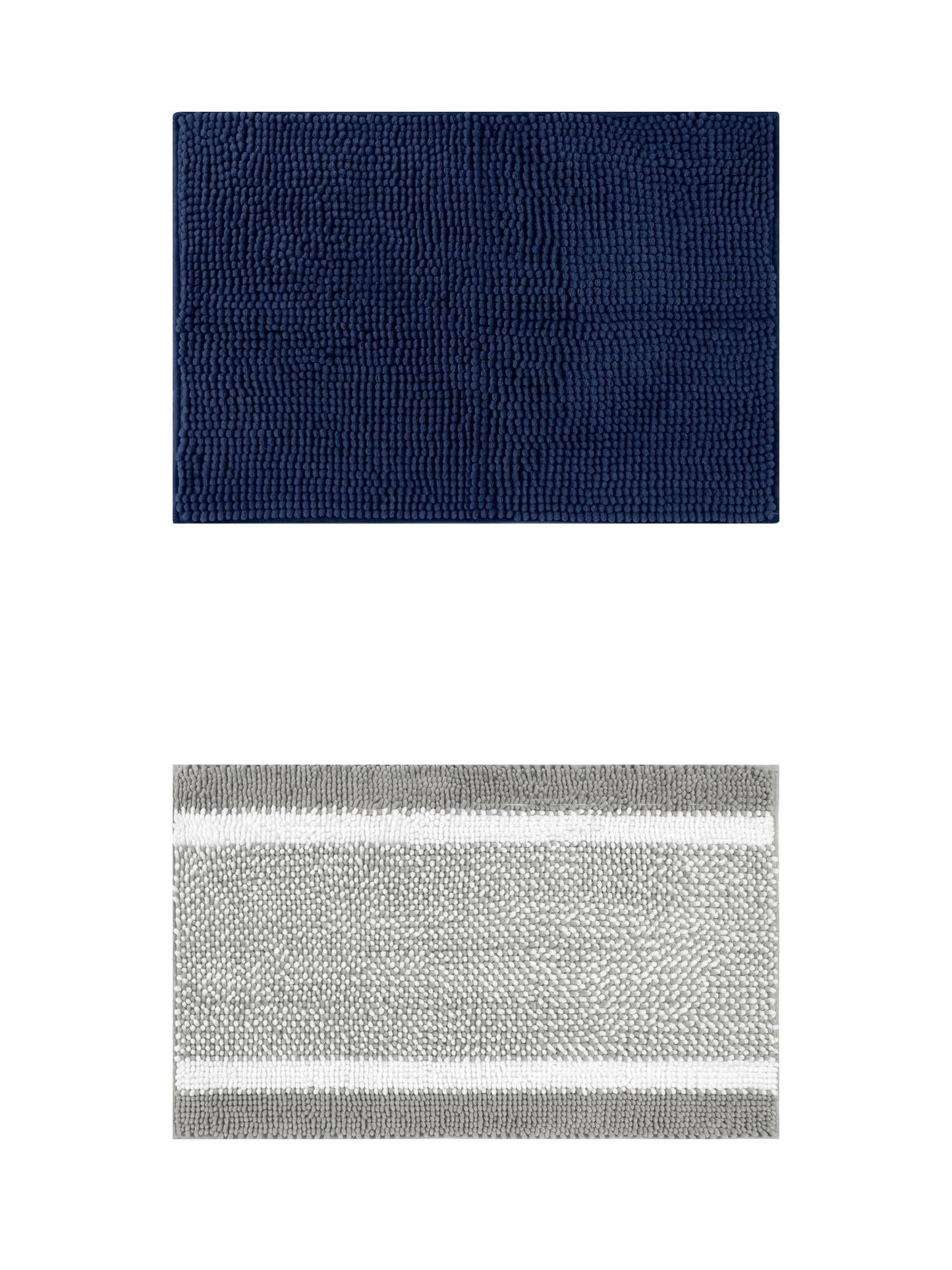 Unique Bargains 2 Pcs Room Rug Mat Plush Shaggy Carpet Grey/Dark Blue 16" x 24"
