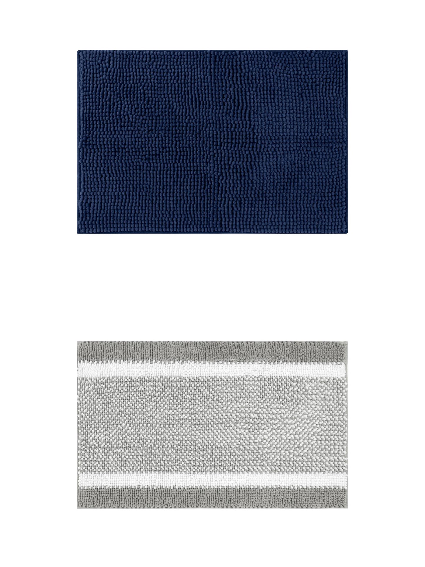 Unique Bargains 2 Pcs Room Rug Mat Plush Shaggy Carpet Grey/Dark Blue 20" x 32"