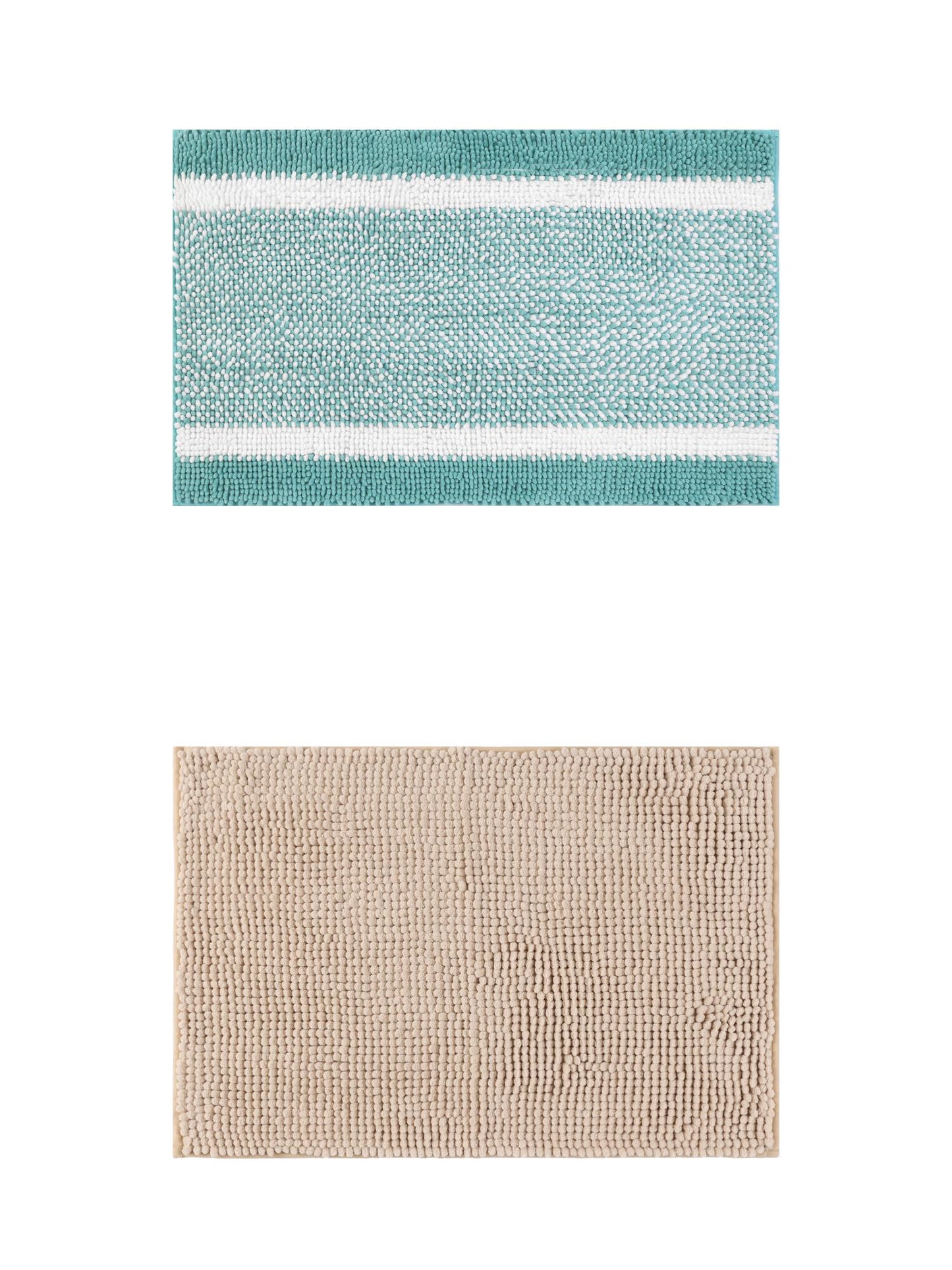 Unique Bargains 2 Pcs Room Rug Mat Plush Shaggy Carpet Khaki/Green 16" x 24"
