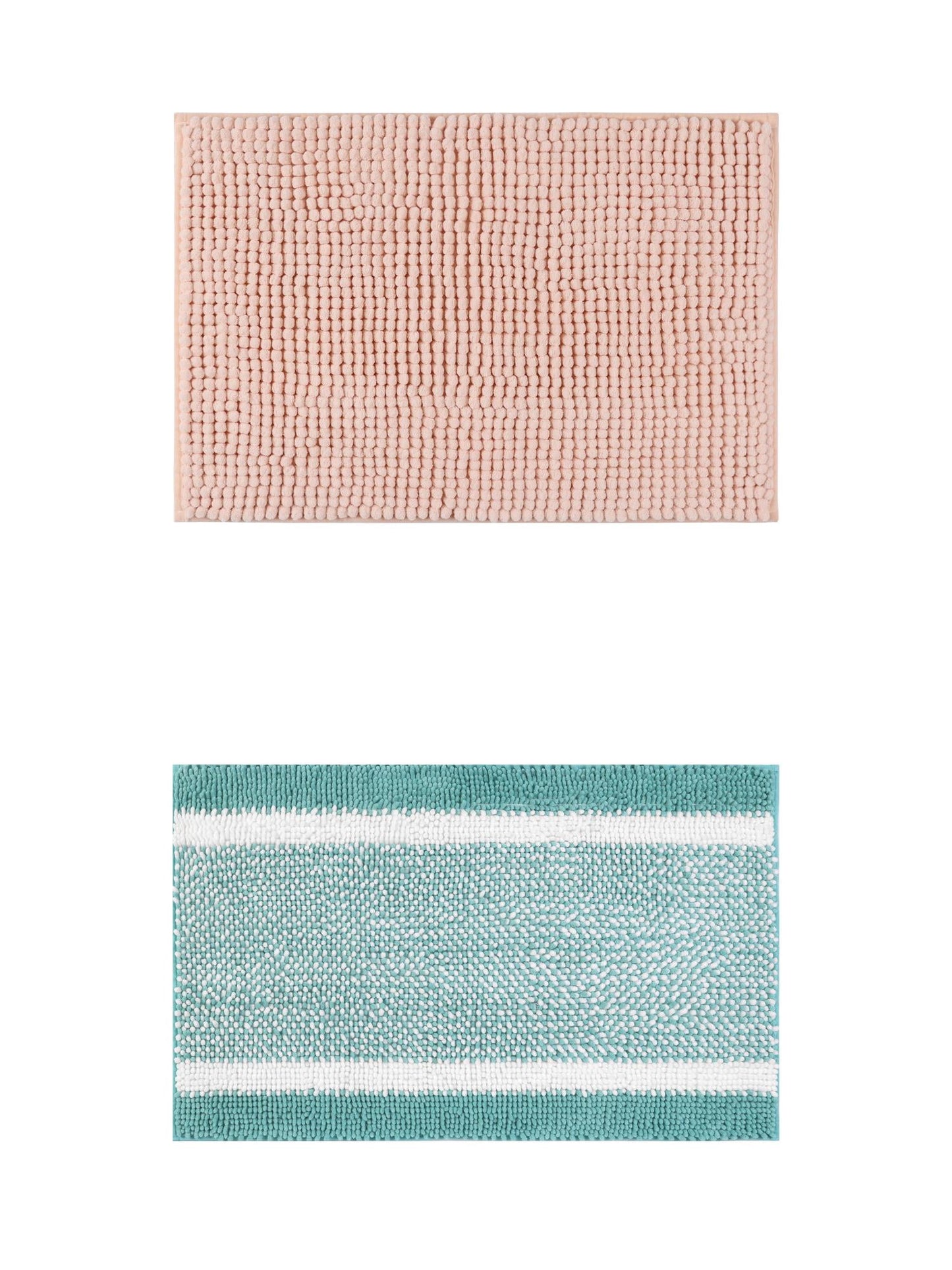 Unique Bargains 2 Pcs Room Rug Mat Plush Shaggy Carpet Pink/Green 20" x 32"