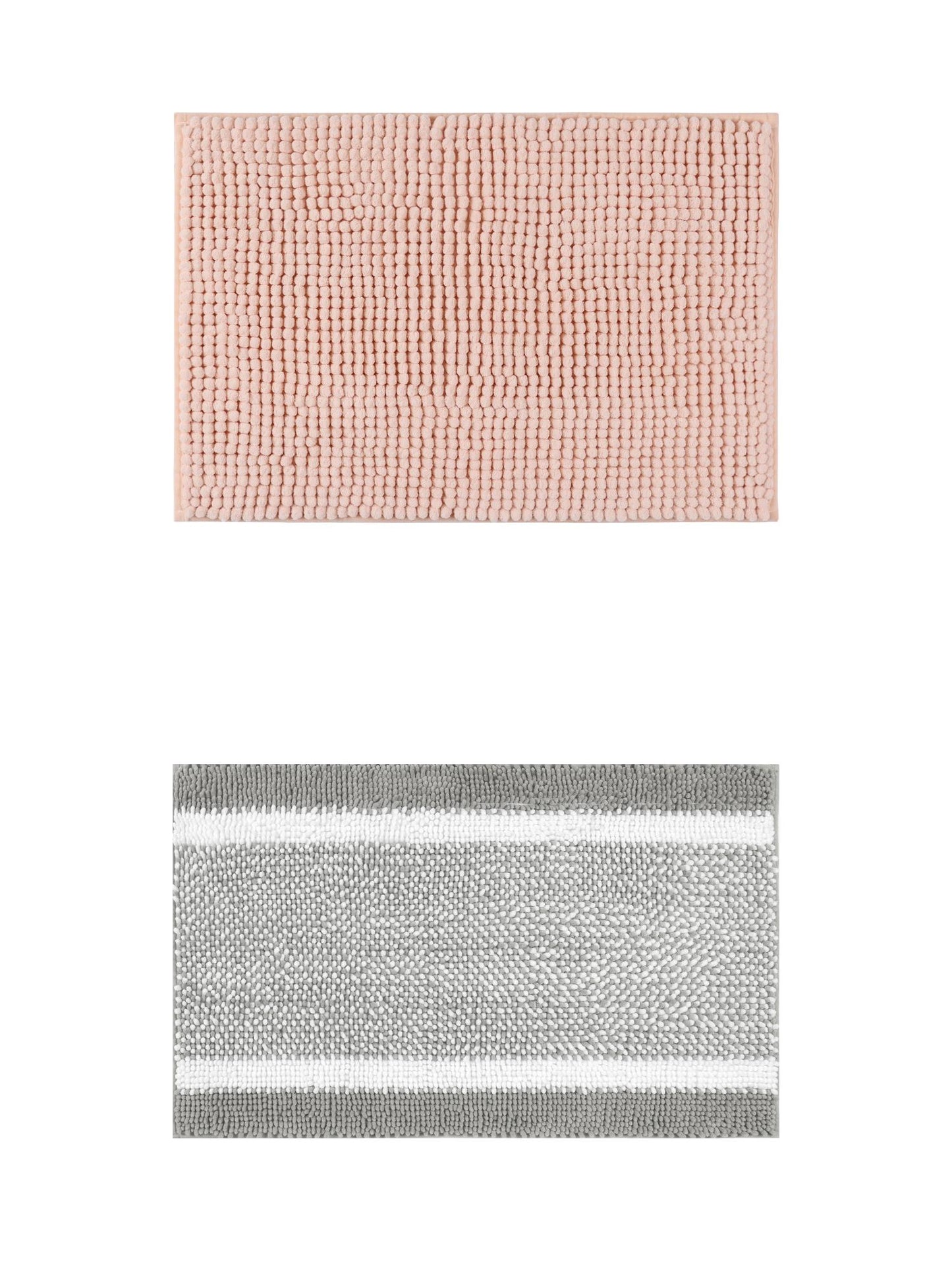 Unique Bargains 2 Pcs Room Rug Mat Plush Shaggy Carpet Pink/Grey 20" x 32"