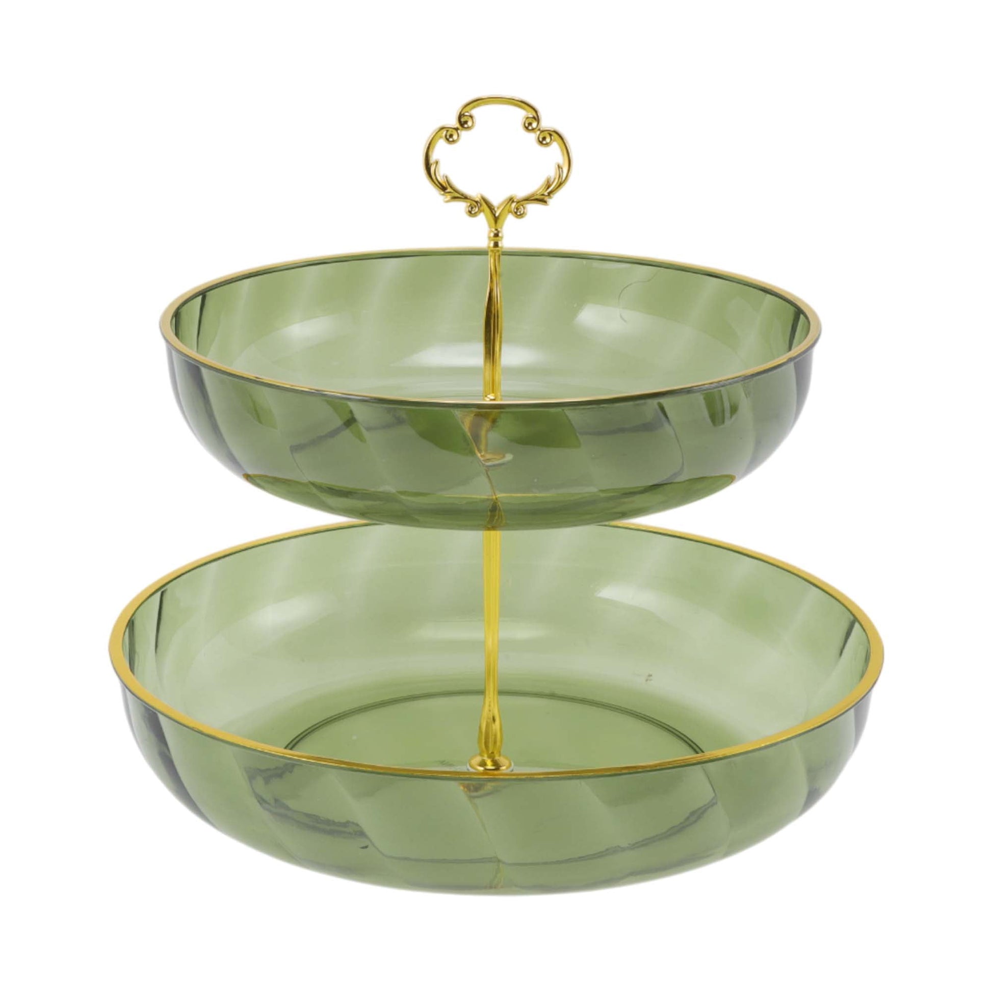 Unique Bargains 2 Tier Dessert Cupcake Stand Holder Tower Green