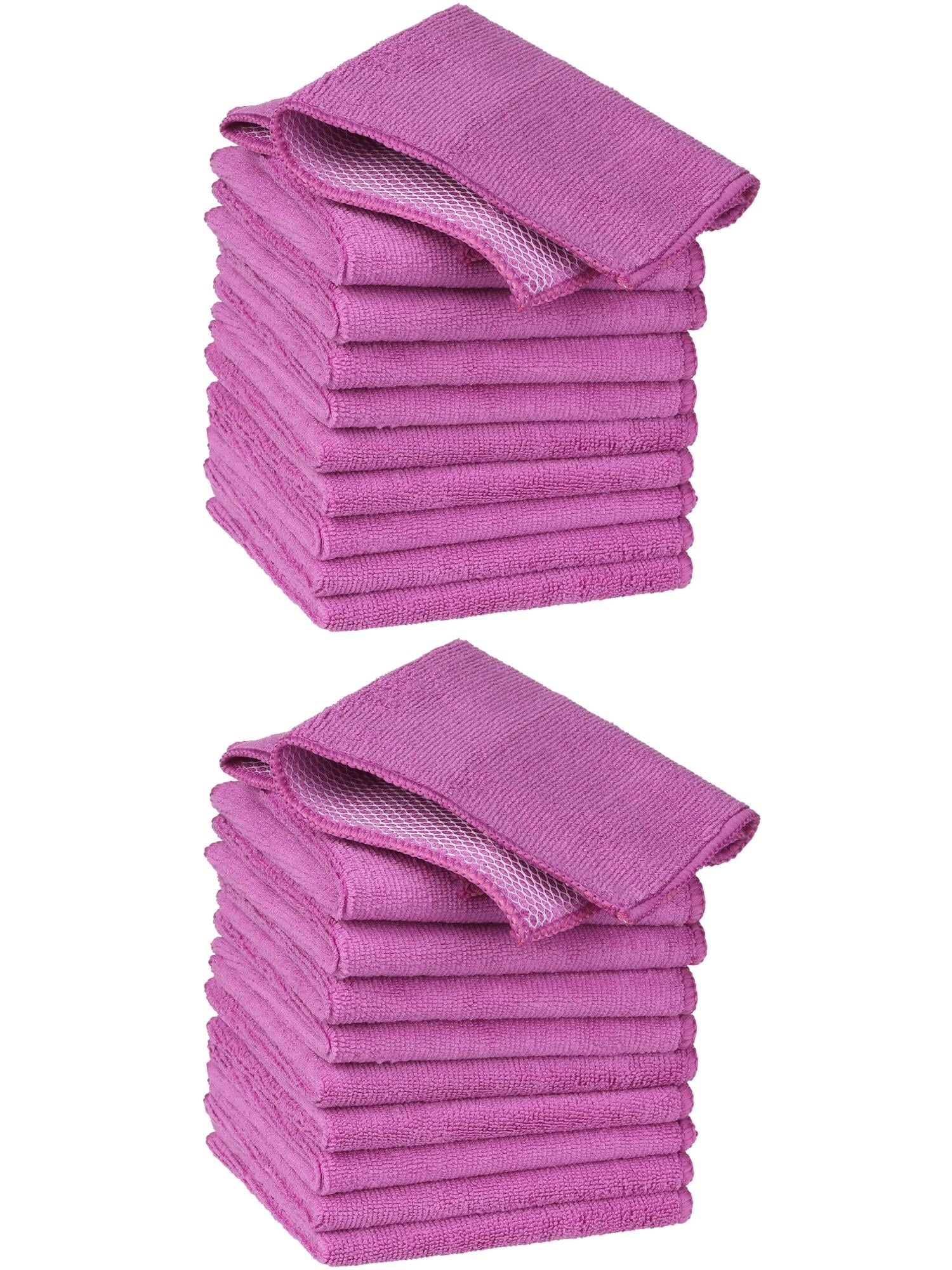 Unique Bargains 20 Pcs Kitchen Dishcloth Set Quick Dry Dish Cloths Rose Red 12" x 12"