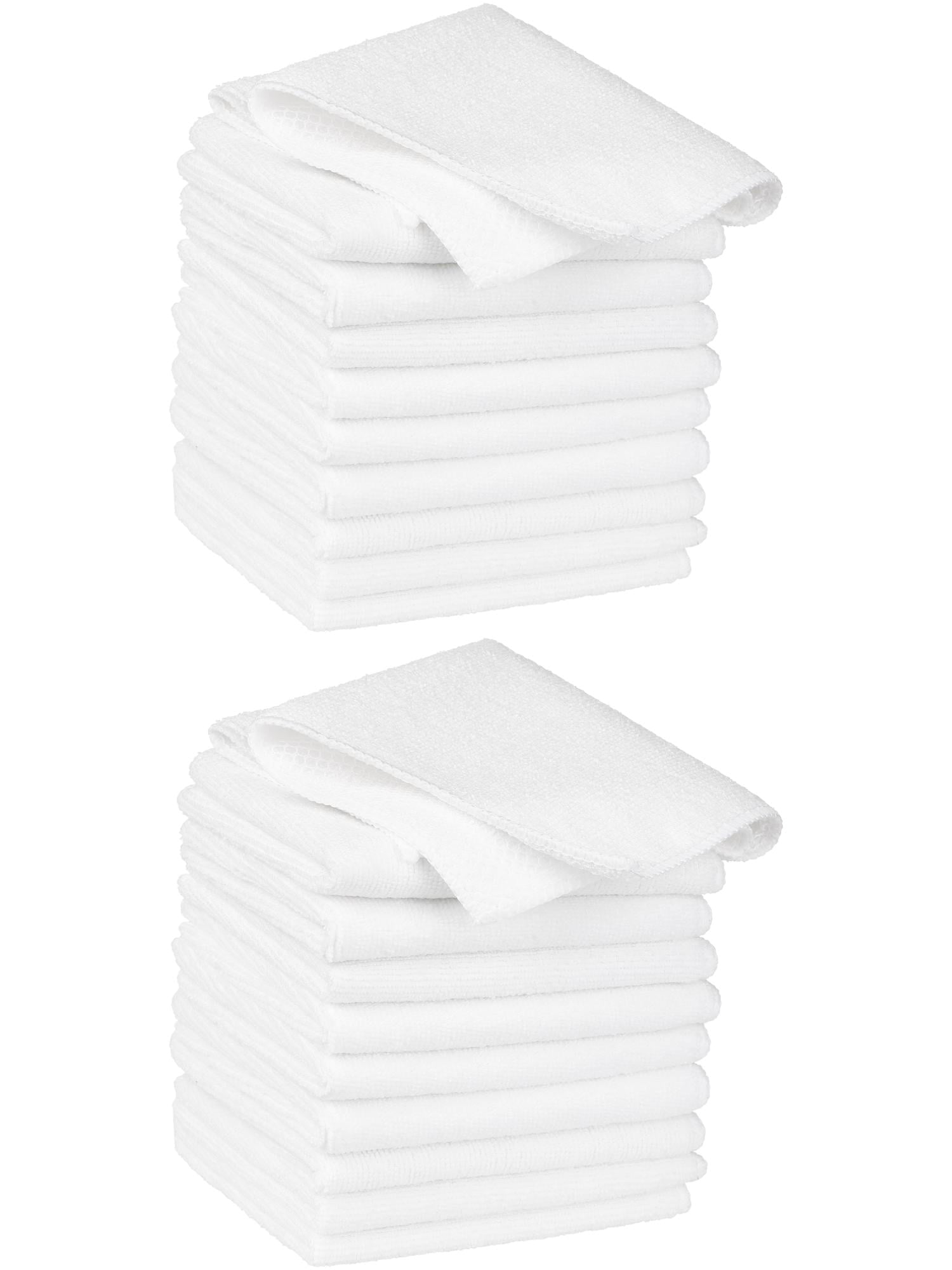 Unique Bargains 20 Pcs Kitchen Dishcloth Set Quick Dry Dish Cloths White 12" x 12"