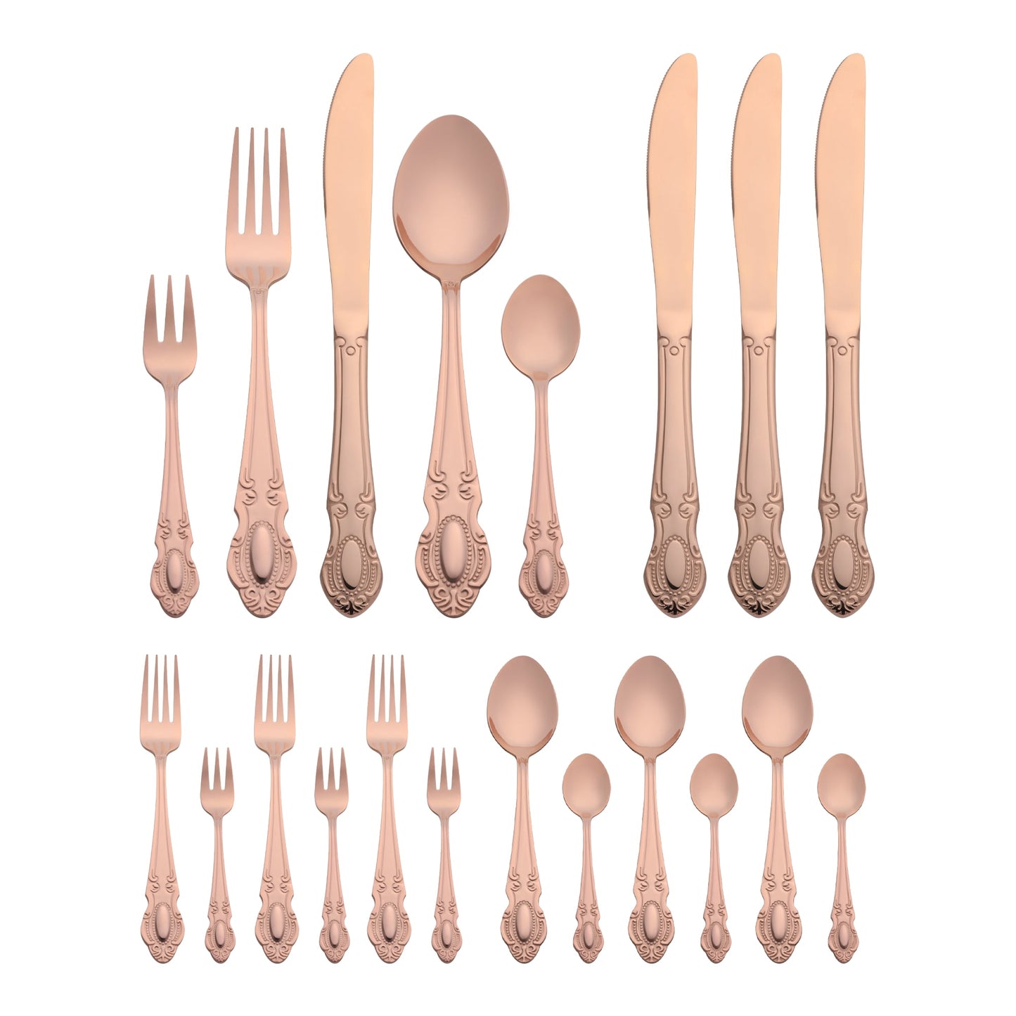 Unique Bargains 20 Piece Stainless Steel Flatware Set for Modern Cutlery Set Rose Gold