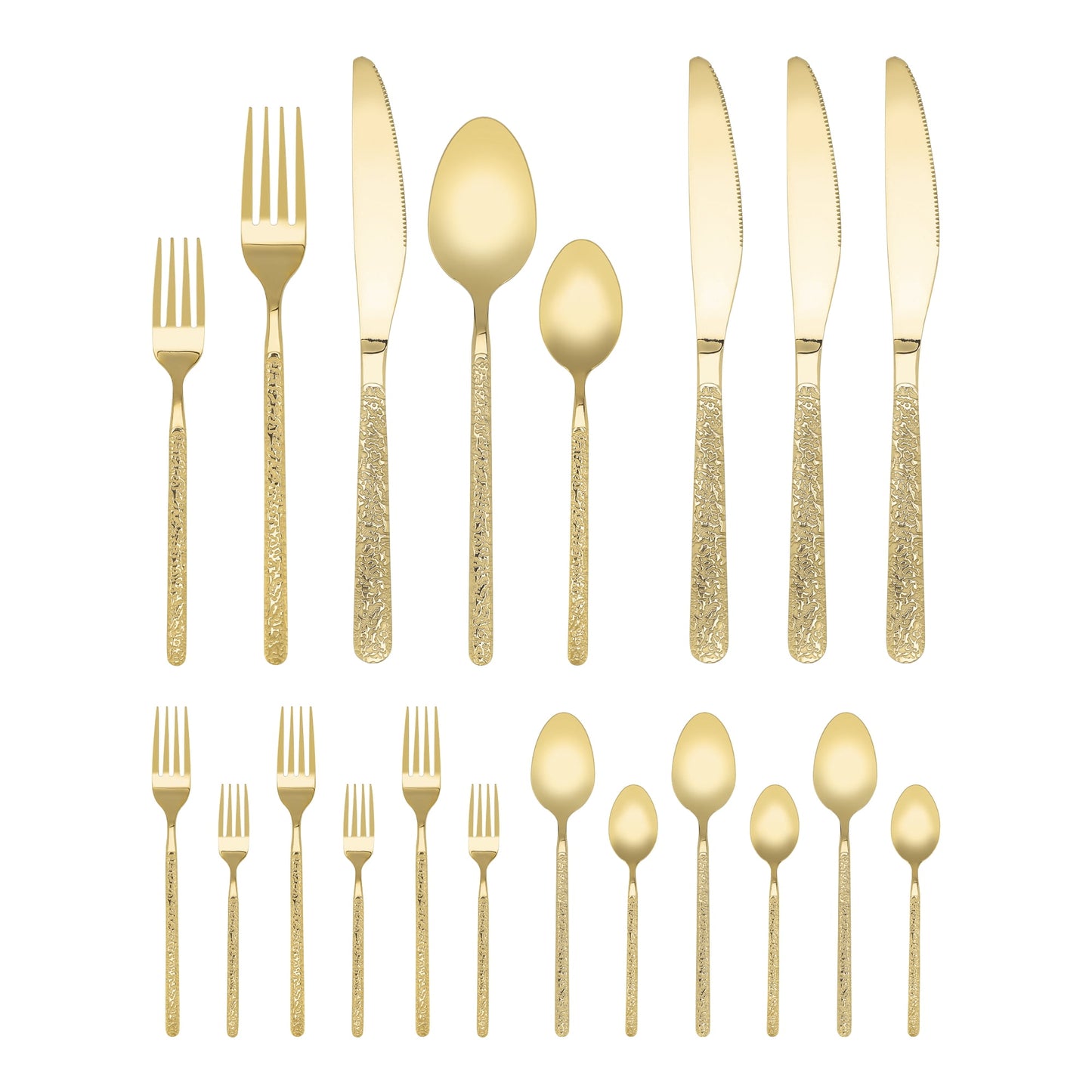 Unique Bargains 20 Piece Stainless Steel Flatware Set with Texture and Mirror Colorful