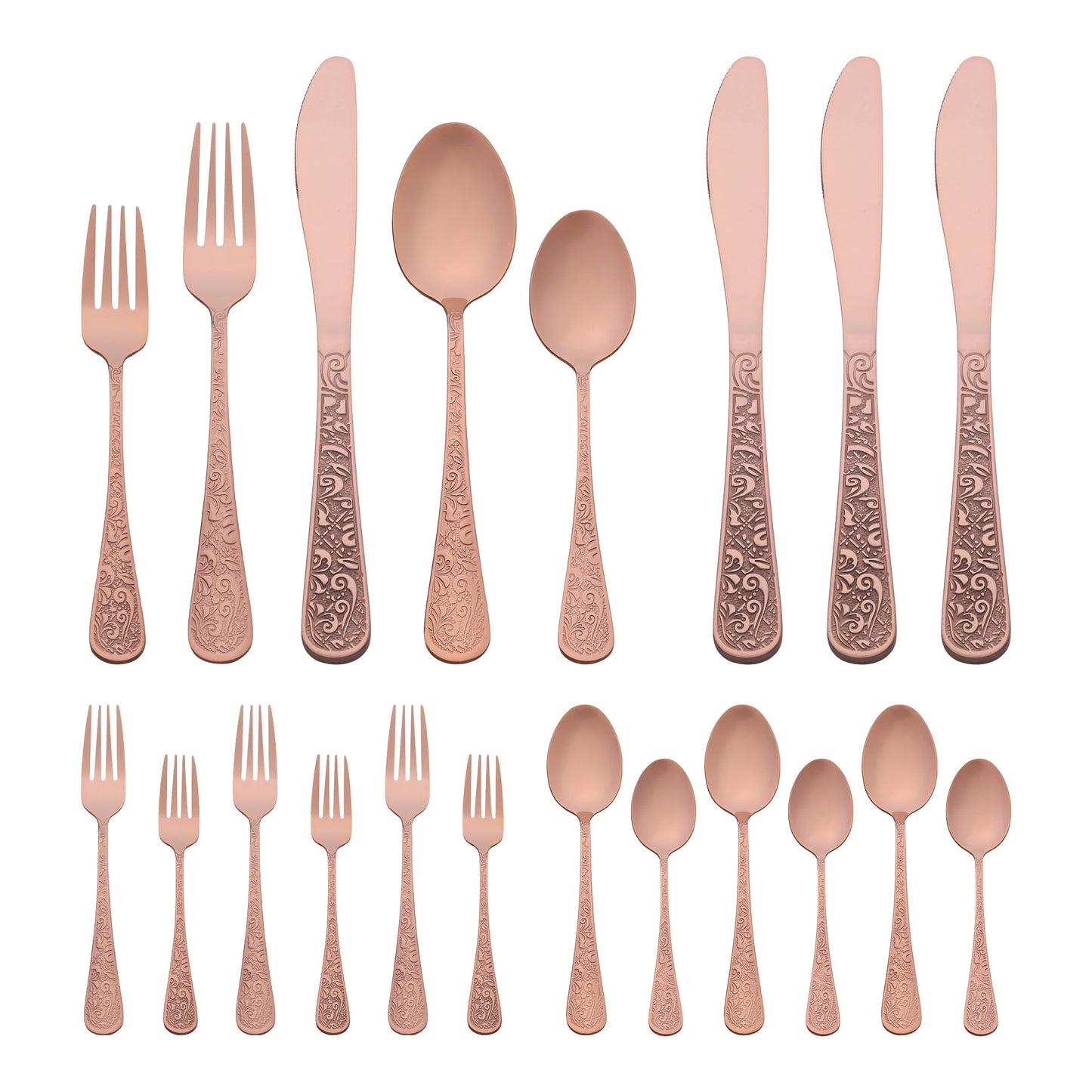 Unique Bargains 20 Pieces Stainless Steel Flatware Set Mirror Polished Cutlery Rose Gold