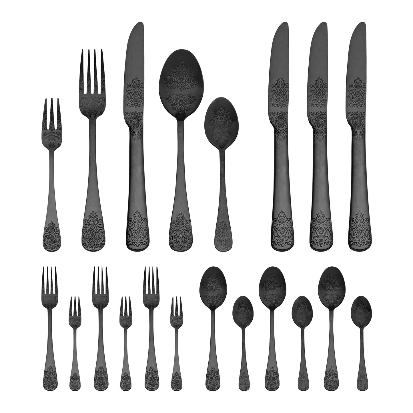 Unique Bargains 20 Pieces Stainless Steel Flatware Set for 4 Black
