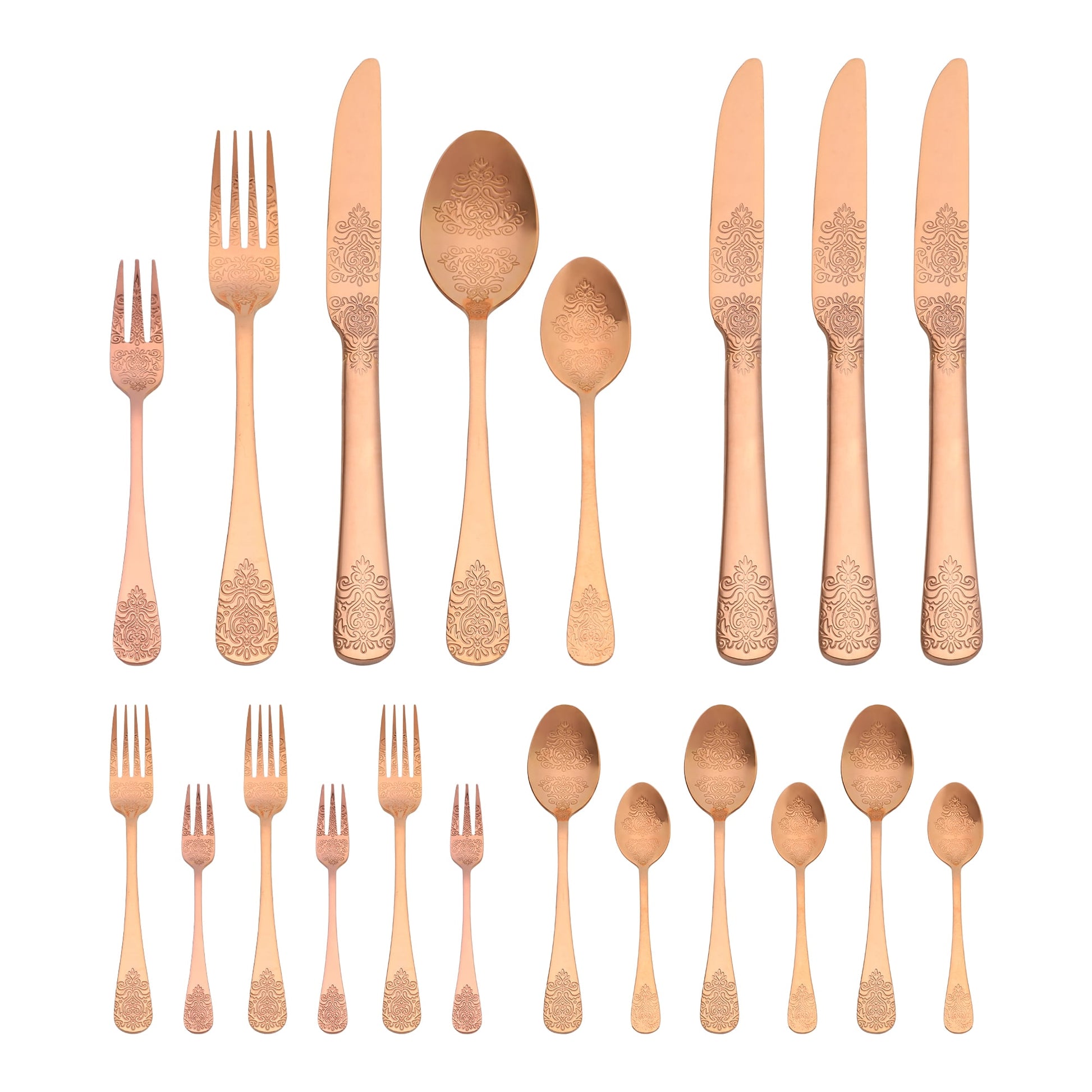 Unique Bargains 20 Pieces Stainless Steel Flatware Set for 4 Rose Gold