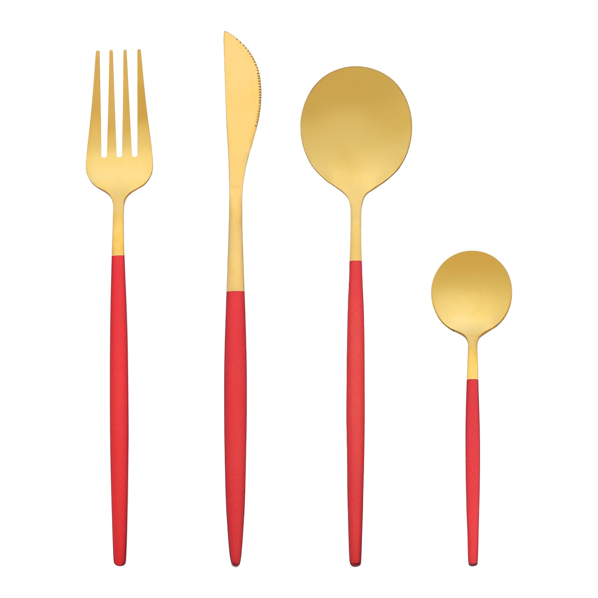 Unique Bargains 20 Pieces Stainless Steel Flatware Set for 5 Red