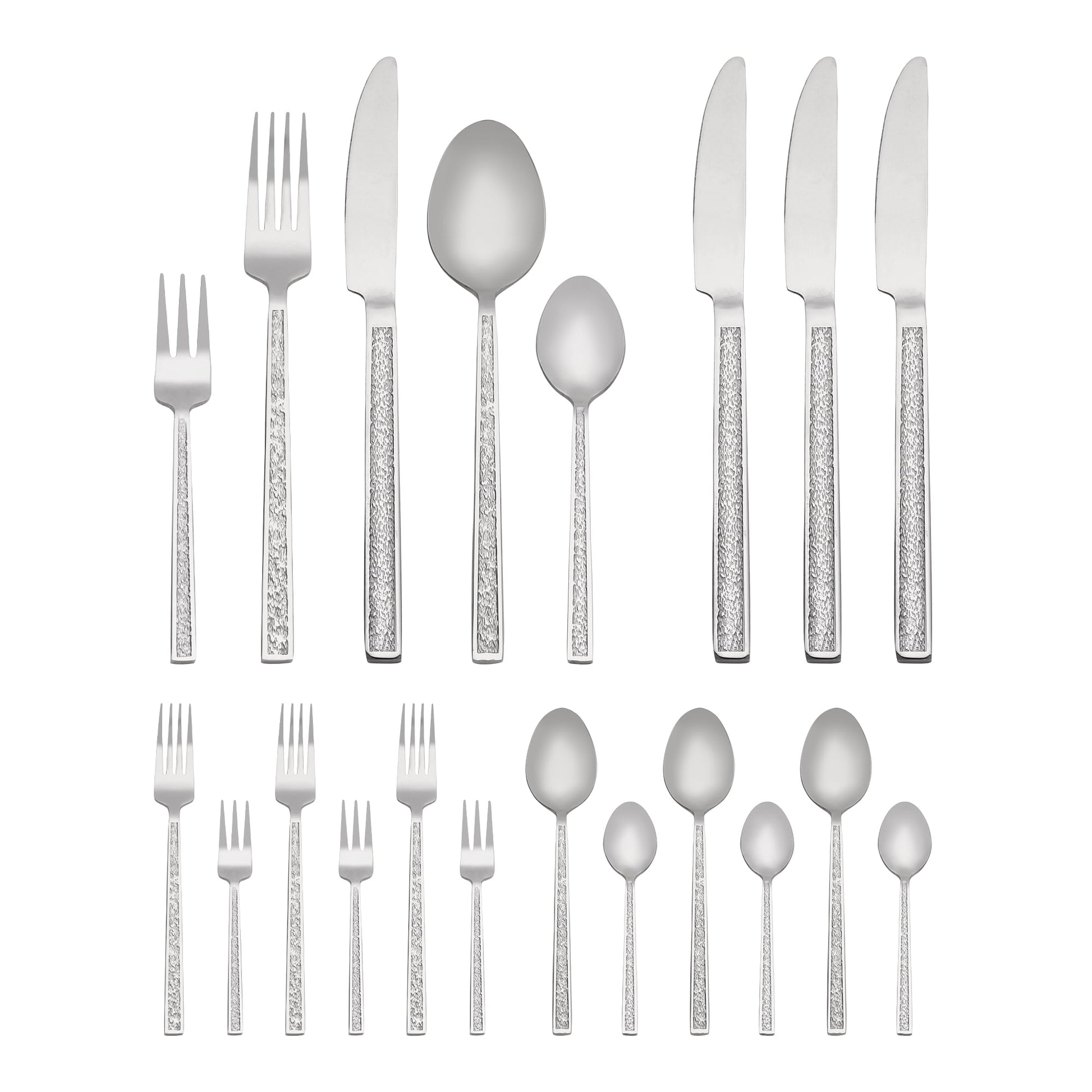 Unique Bargains 20 Pieces Stainless Steel with Texture Flatware Set for 4 Silver