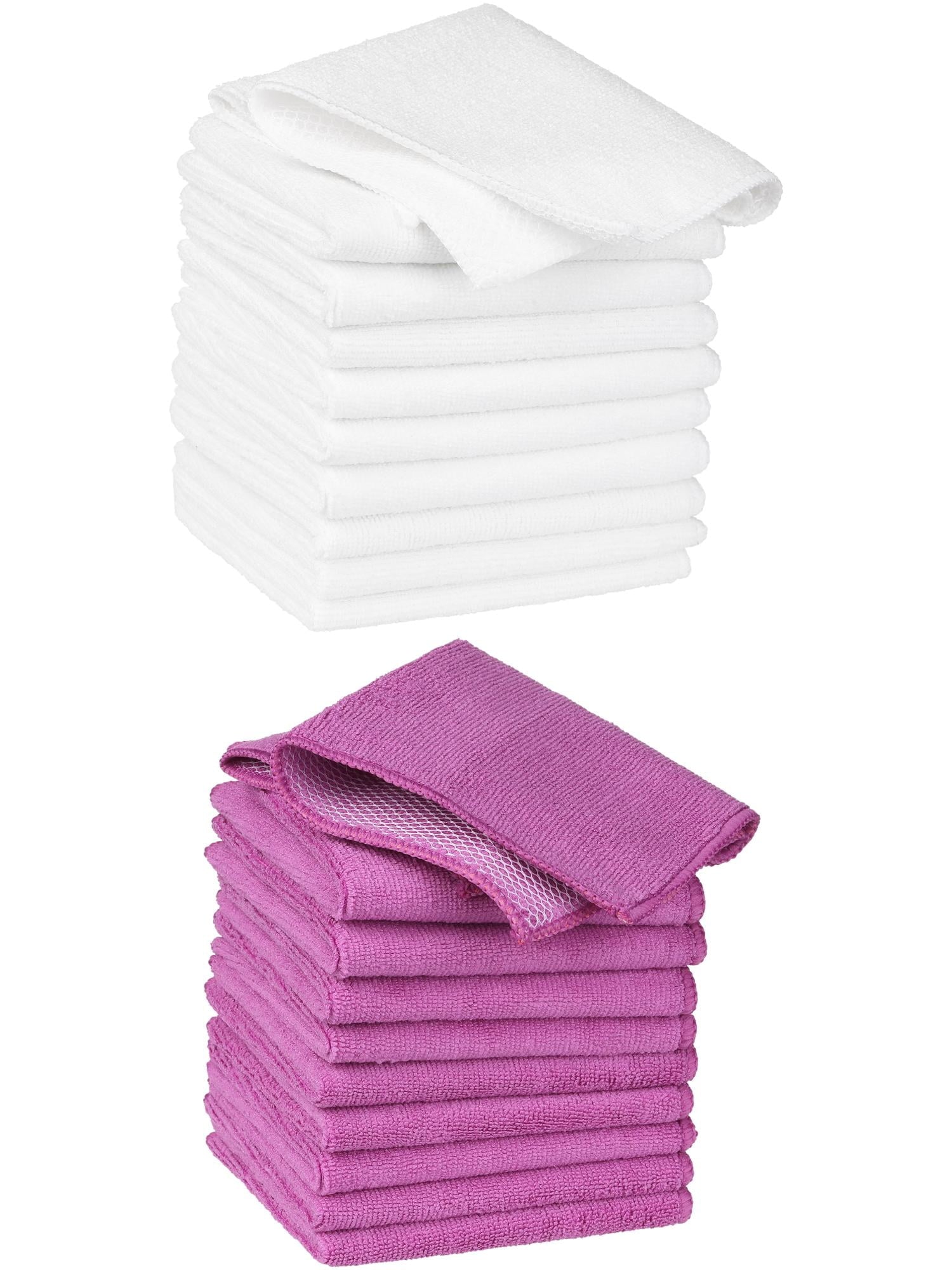 Unique Bargains 20pcs Kitchen Dishcloth Set Quick Dry Dish Cloths White Rose Red 12" x 12"
