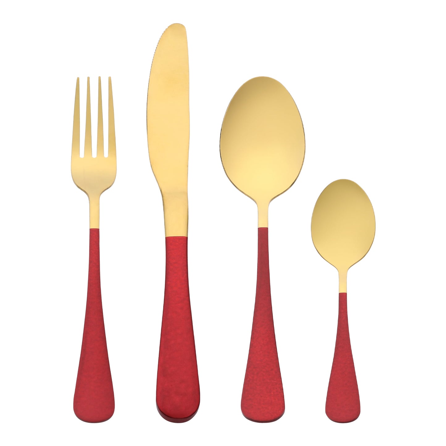 Unique Bargains 24 Pcs Stainless Steel Flatware Set with Supporting Shelf Red