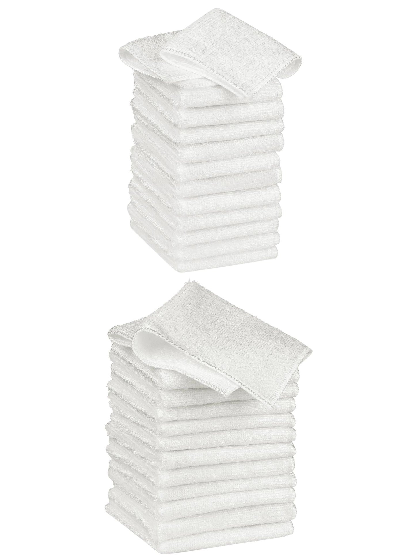 Unique Bargains 24pcs Soft Kitchen Dish Cloths Absorbent Dish Towels White 7"x9", 10"x12"