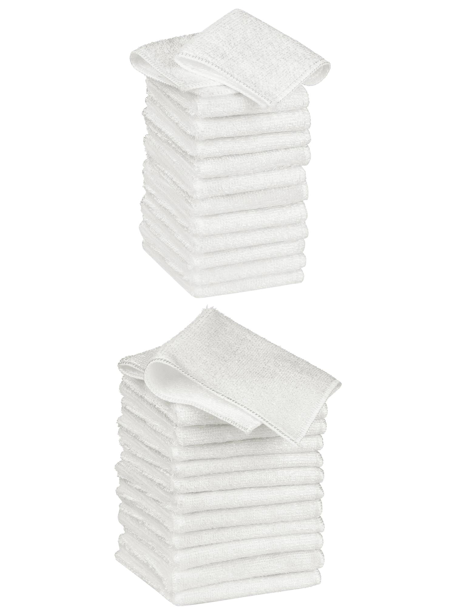 Unique Bargains 24pcs Soft Kitchen Dish Cloths Absorbent Dish Towels White 7"x9", 10"x12"
