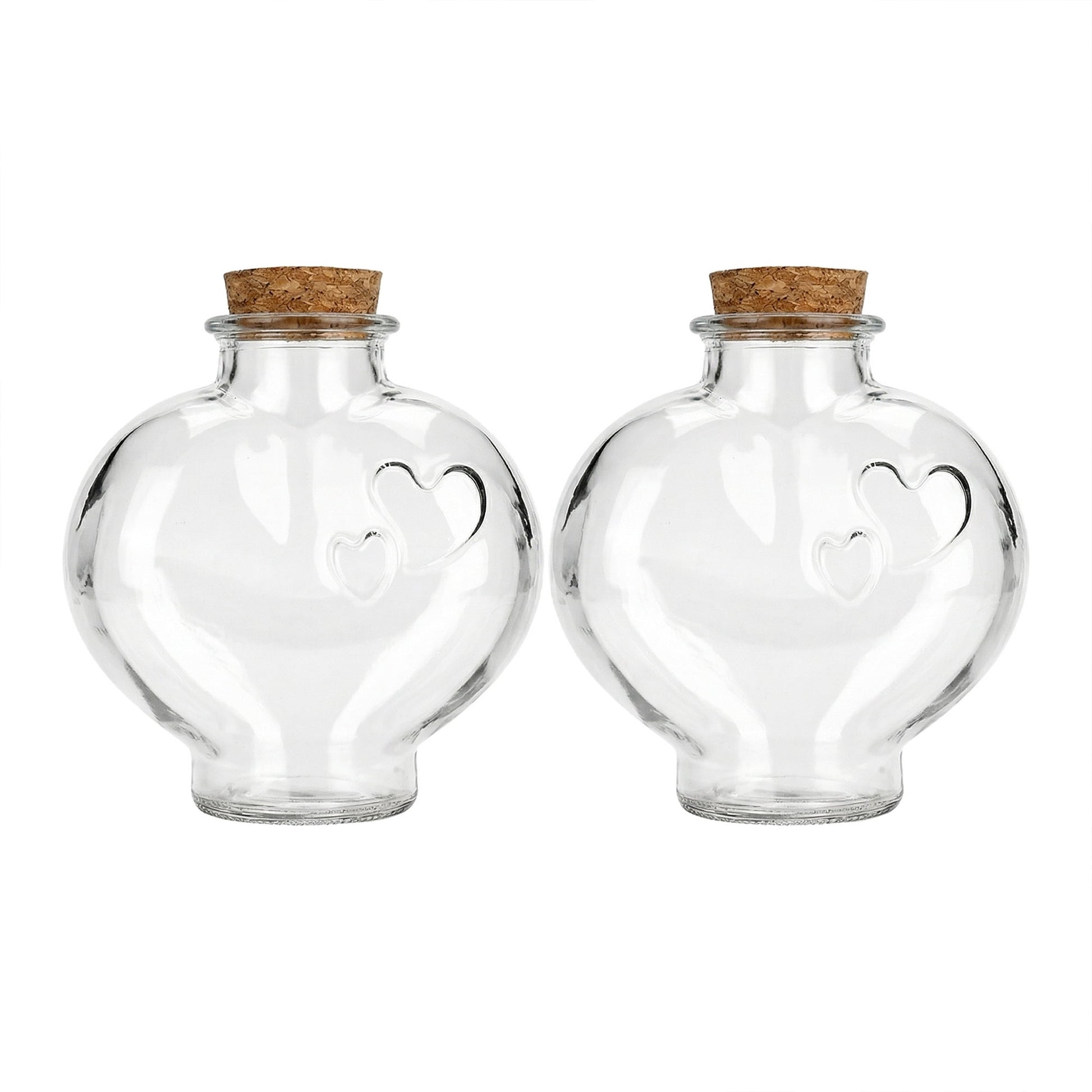 Unique Bargains 2pcs Glass Jars With Cork Stoppers Heart Shaped 5.4" x 5.4" x 5.7"