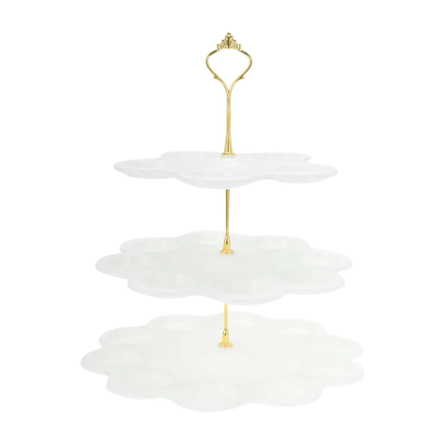 Unique Bargains 3-Layer Dessert Cupcake Stand Flower Shaped Cake Display Holder