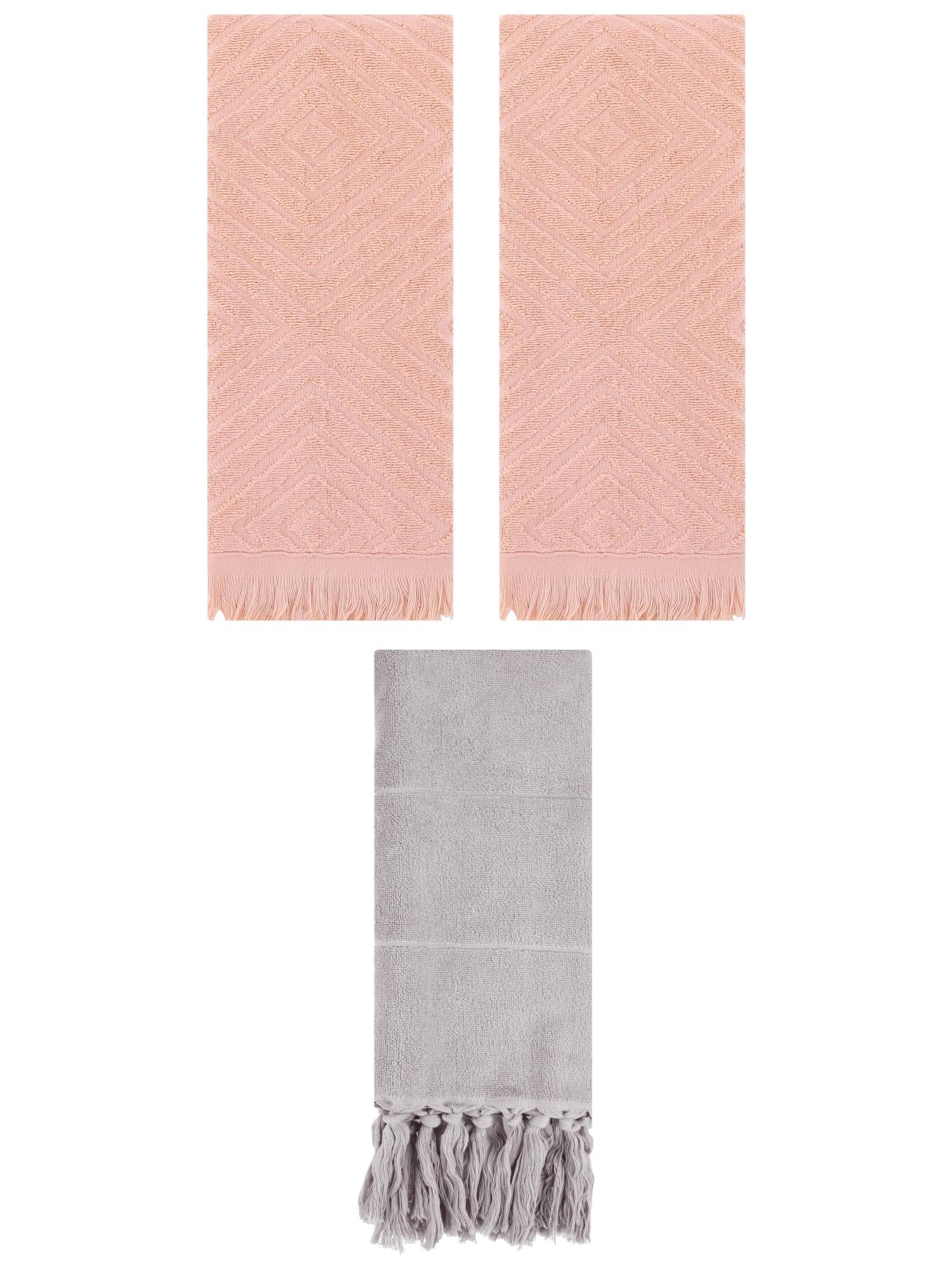 Unique Bargains 3 Pack Absorbent Hand Towels with tassel Grey/Orange 14"x30"/13"x29"