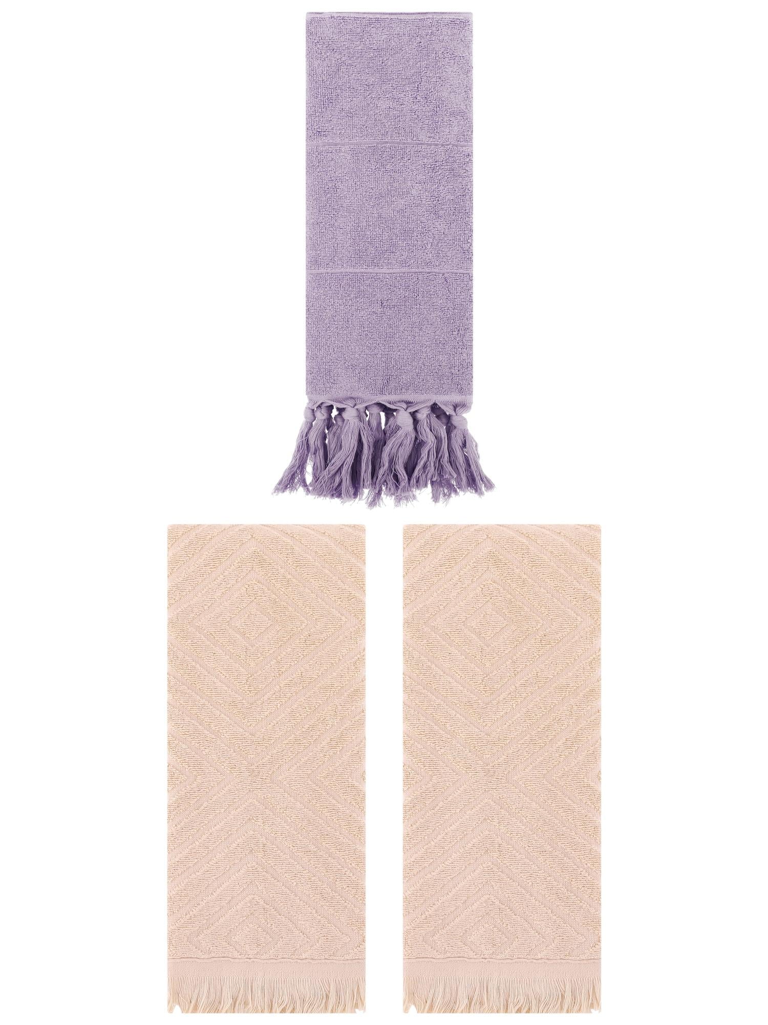 Unique Bargains 3 Pack Absorbent Hand Towels with tassel Purple/Brown 14"x30"/13"x29"
