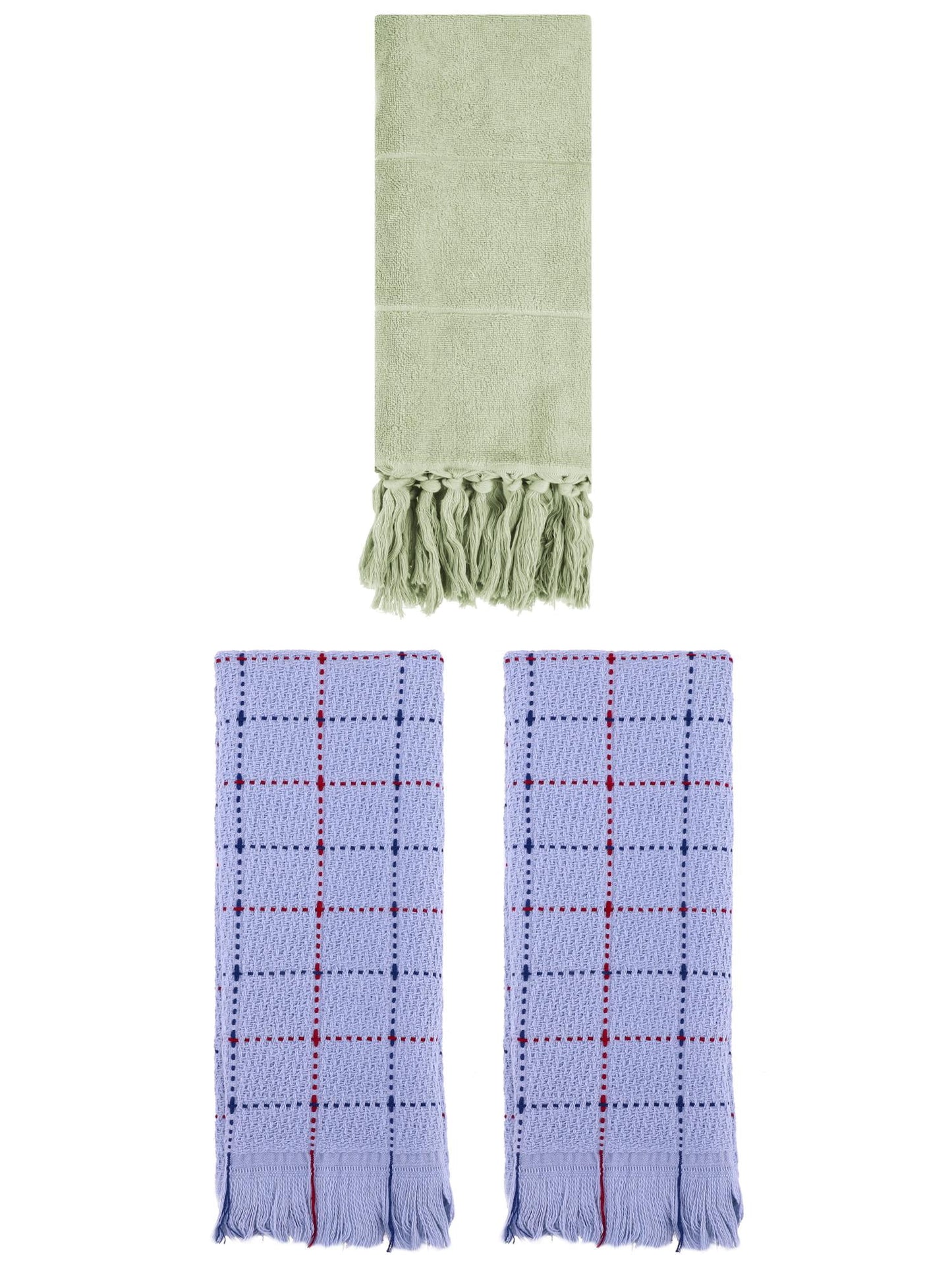 Unique Bargains 3 Pack Cotton Soft Turkish Bath Towel Green/Blue 14"x30"/13"x29"