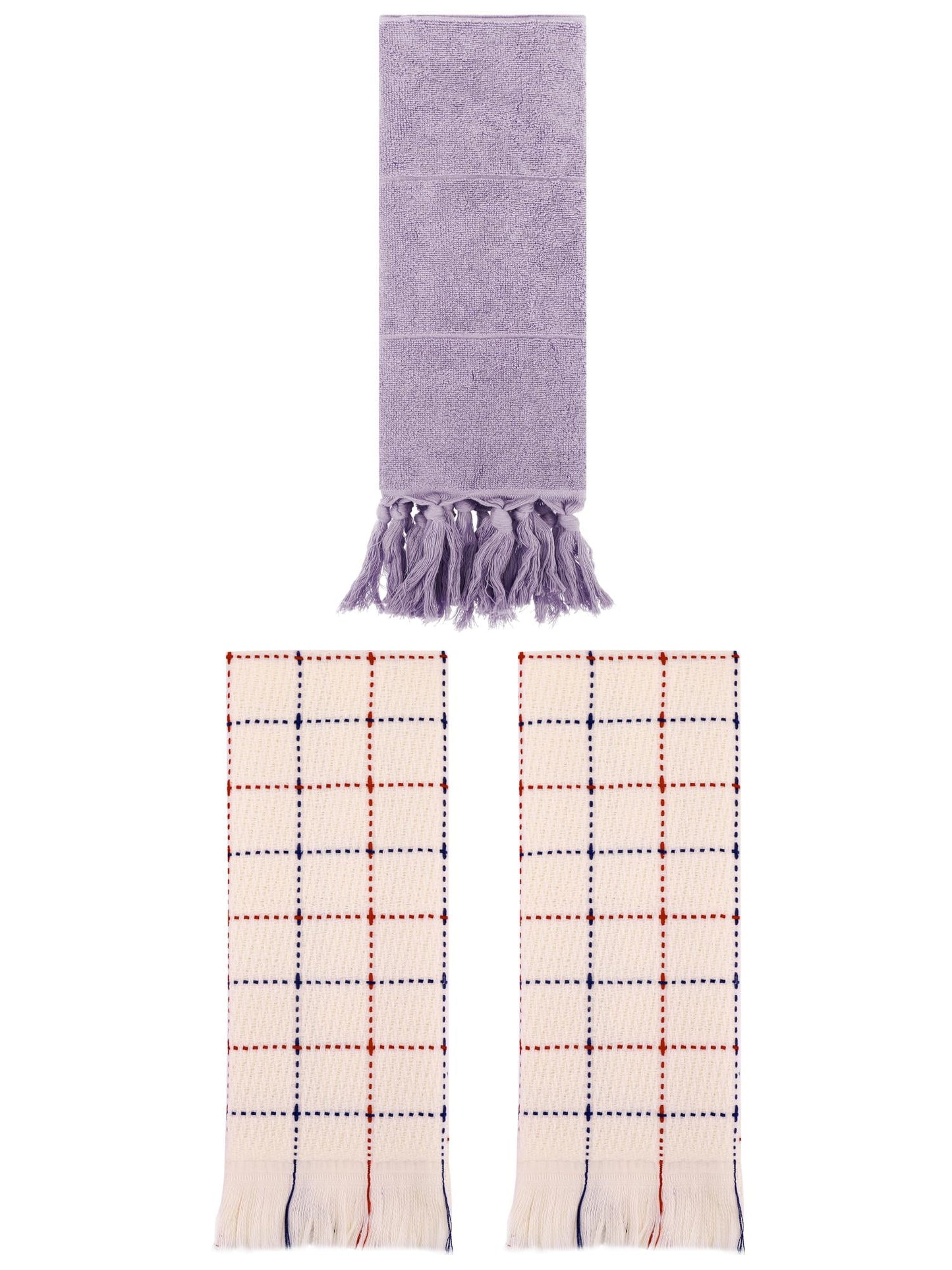 Unique Bargains 3 Pack Cotton Soft Turkish Bath Towel Purple/Beige 14"x30"/13"x29"