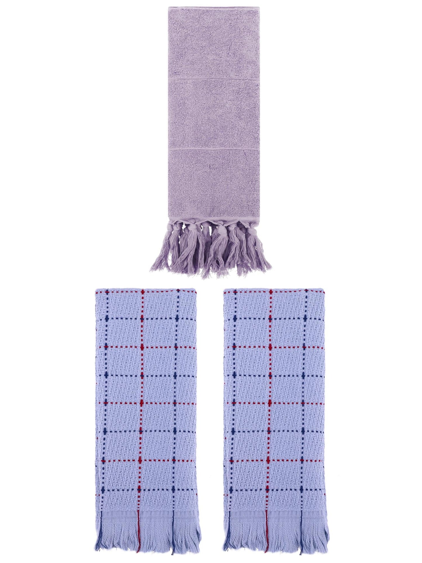Unique Bargains 3 Pack Cotton Soft Turkish Bath Towel Purple/Blue 14"x30"/13"x29"