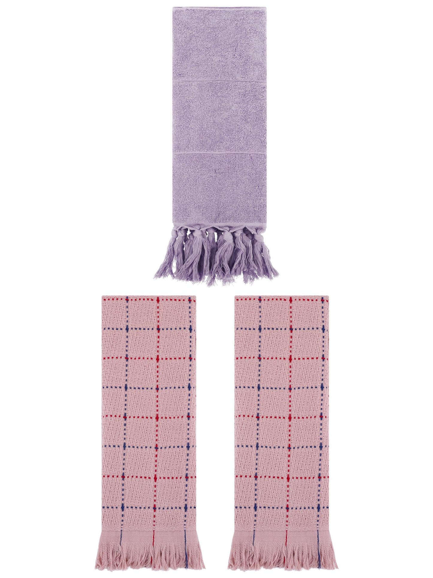 Unique Bargains 3 Pack Cotton Soft Turkish Bath Towel Purple/Pink 14"x30"/13"x29"