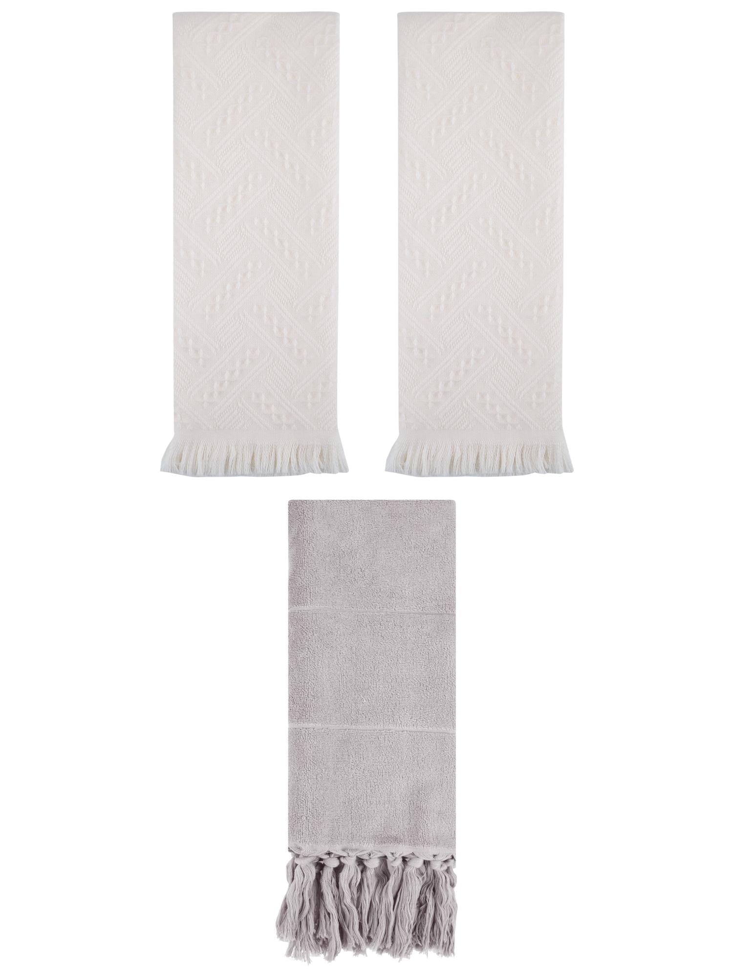 Unique Bargains 3 Pack Soft Boho Turkish Hand Towels Grey/Beige 14"x30"/13"x29"