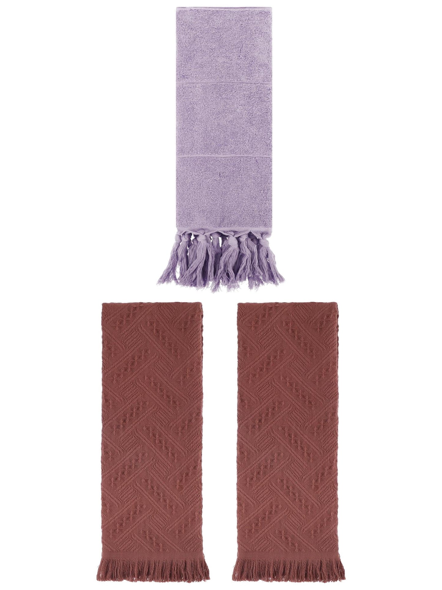 Unique Bargains 3 Pack Soft Boho Turkish Hand Towels Purple/Brown 14"x30"/13"x29"