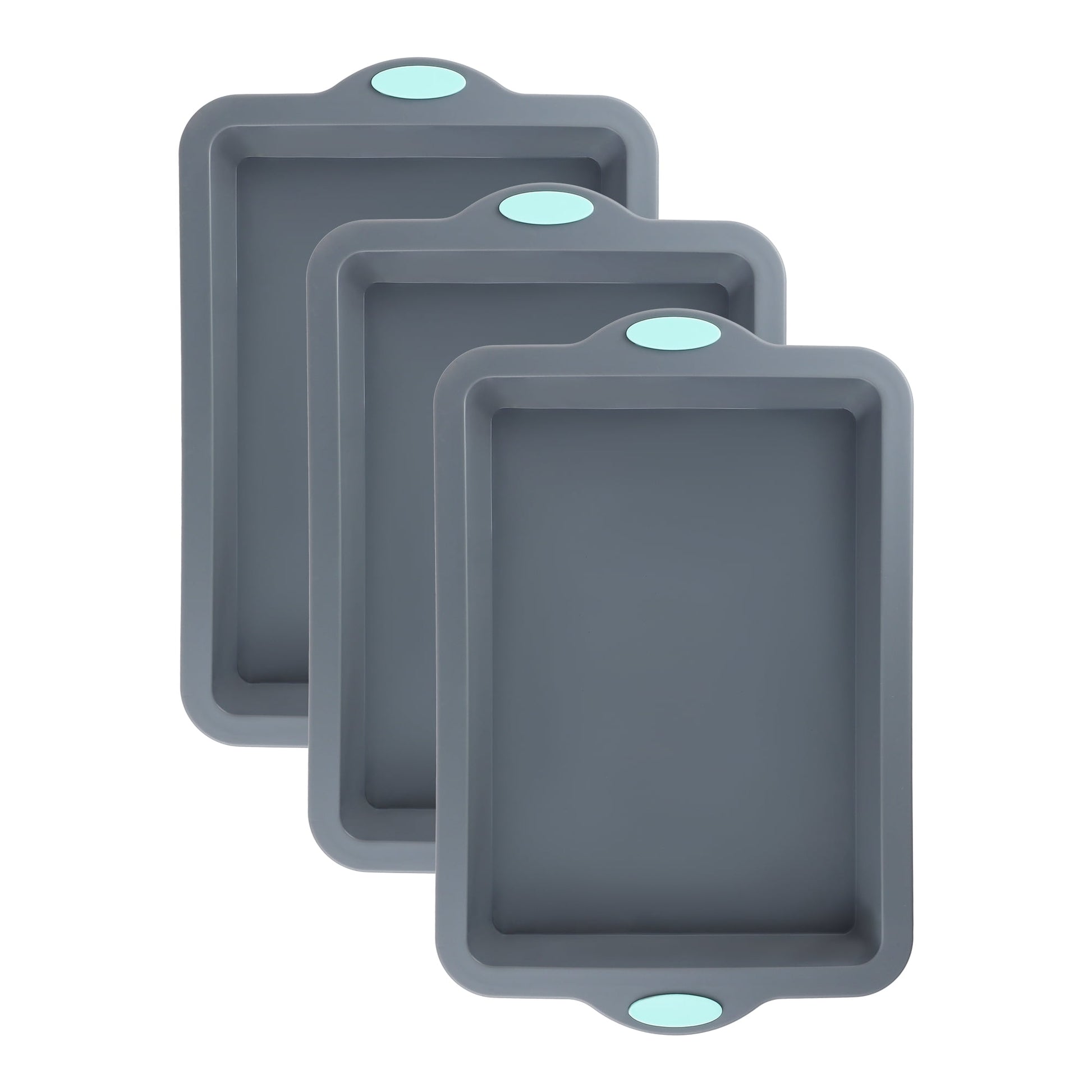 Unique Bargains 3 Packs Nonstick Silicone Baking Pans Gray 15.0*9.9*1.5in