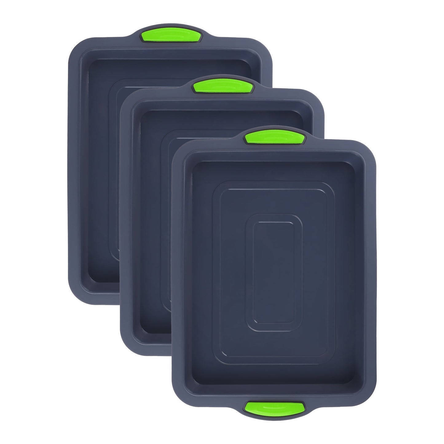 Unique Bargains 3 Packs Nonstick Silicone Baking Pans Colorful 13.4*9.4*1in