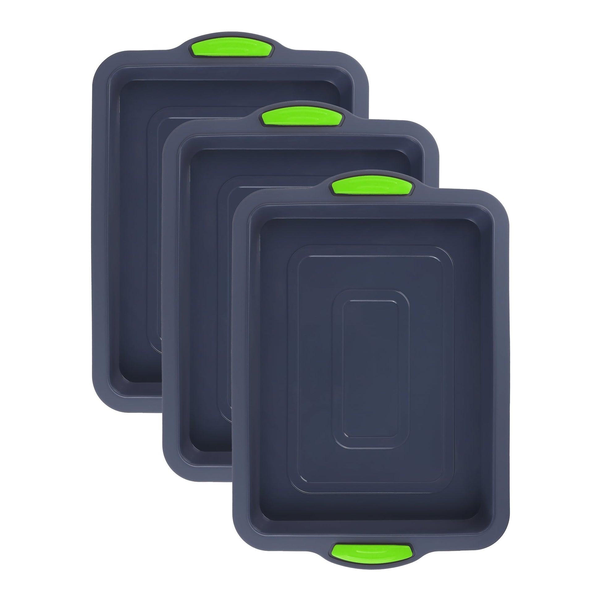 Unique Bargains 3 Packs Nonstick Silicone Baking Pans Colorful 13.4*9.4*1in
