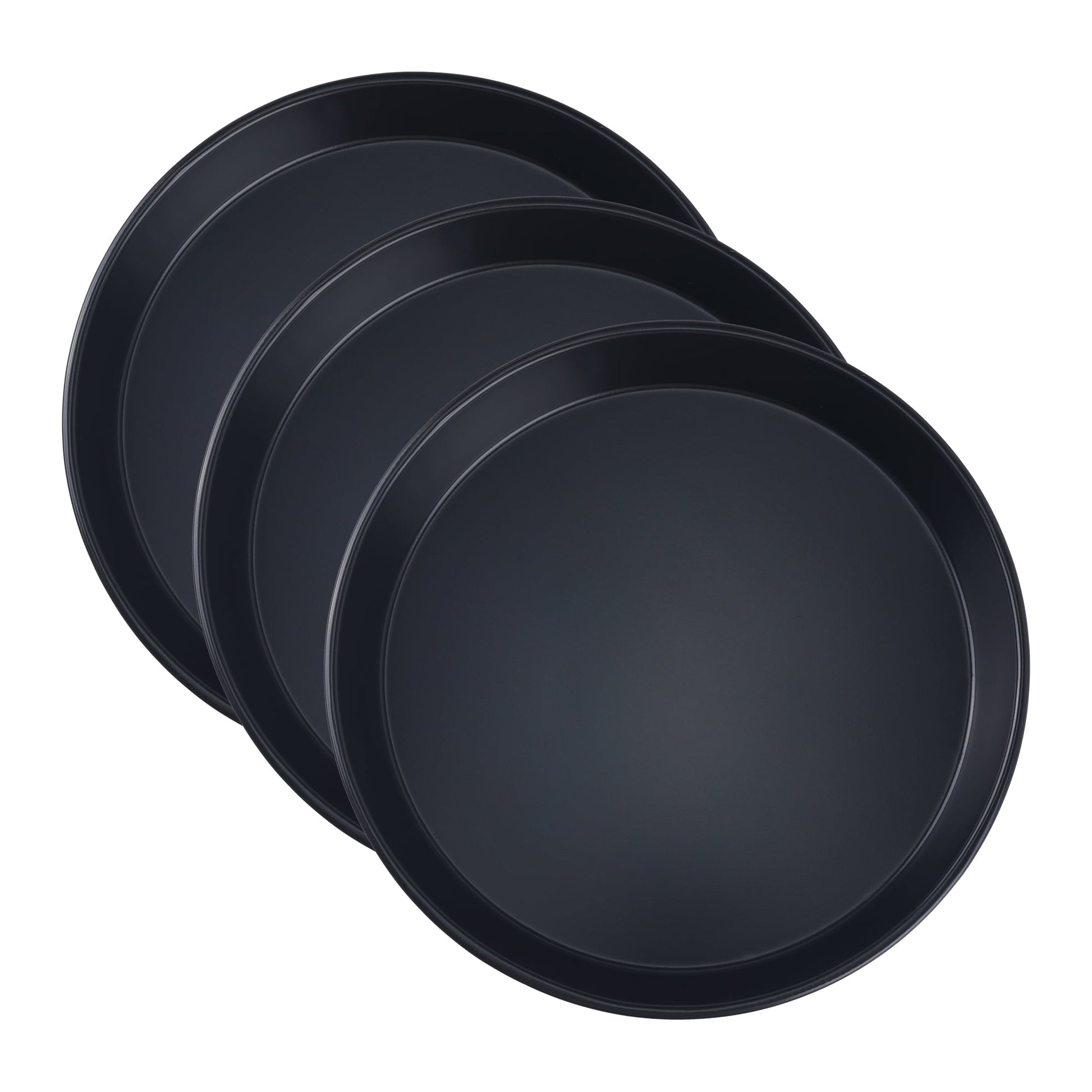 Unique Bargains 3 Pcs Baking Sheet Round Cake Pans Black 10.2*10.2*1.3in