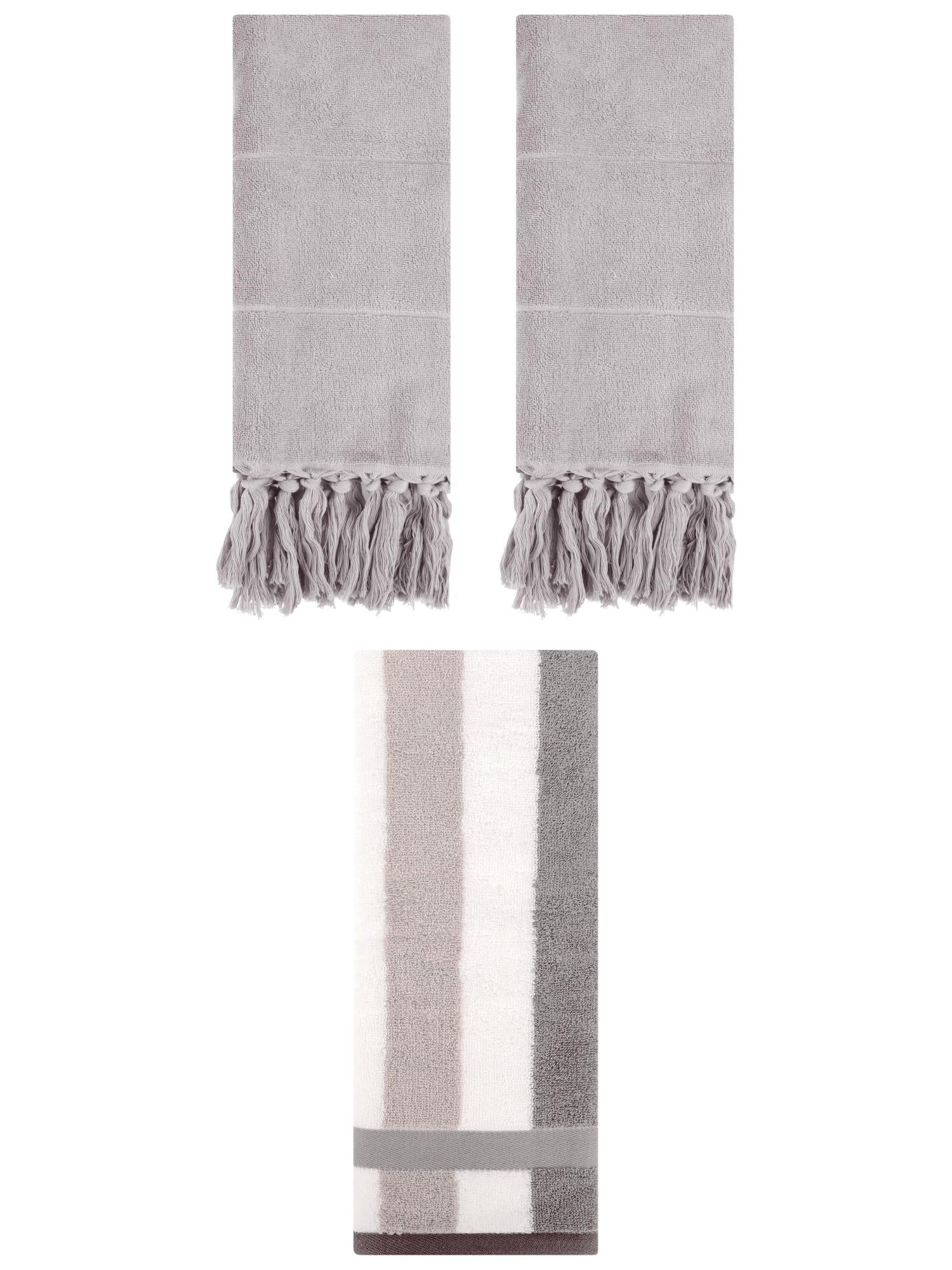 Unique Bargains 3 Pcs Bathroom Hand Towel Set Grey 14"x30"/13"x29"