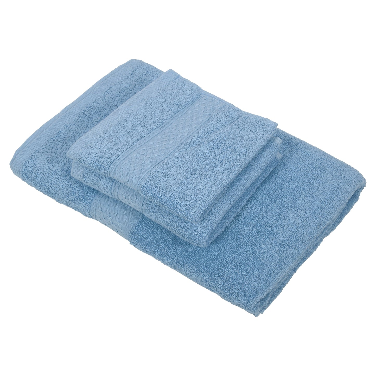 Unique Bargains 3 Pcs Cotton Bath Towel Plain Soft Absorbent Cotton Blue Gray
