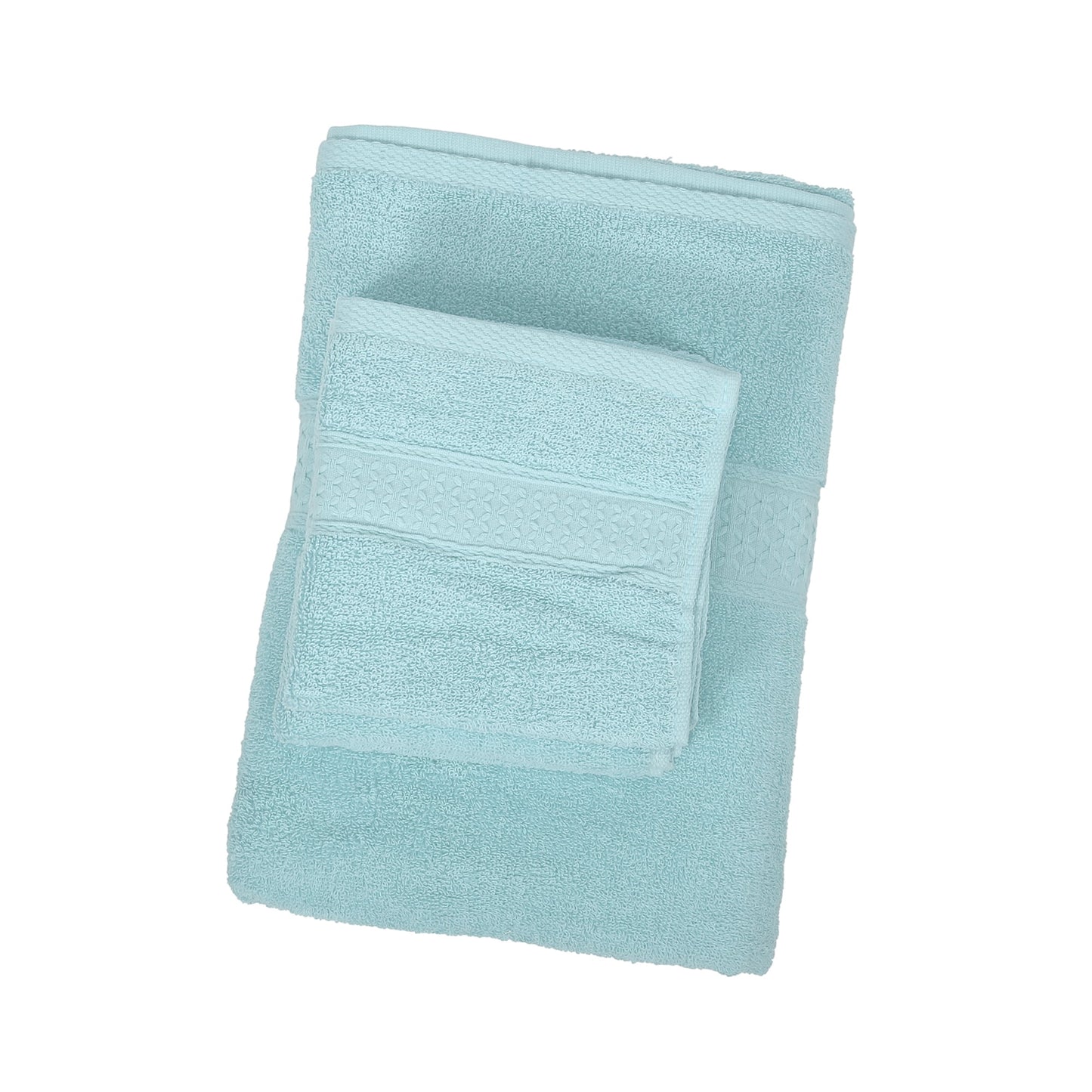 Unique Bargains 3 Pcs Cotton Bath Towel Plain Soft Absorbent Cotton Cyan