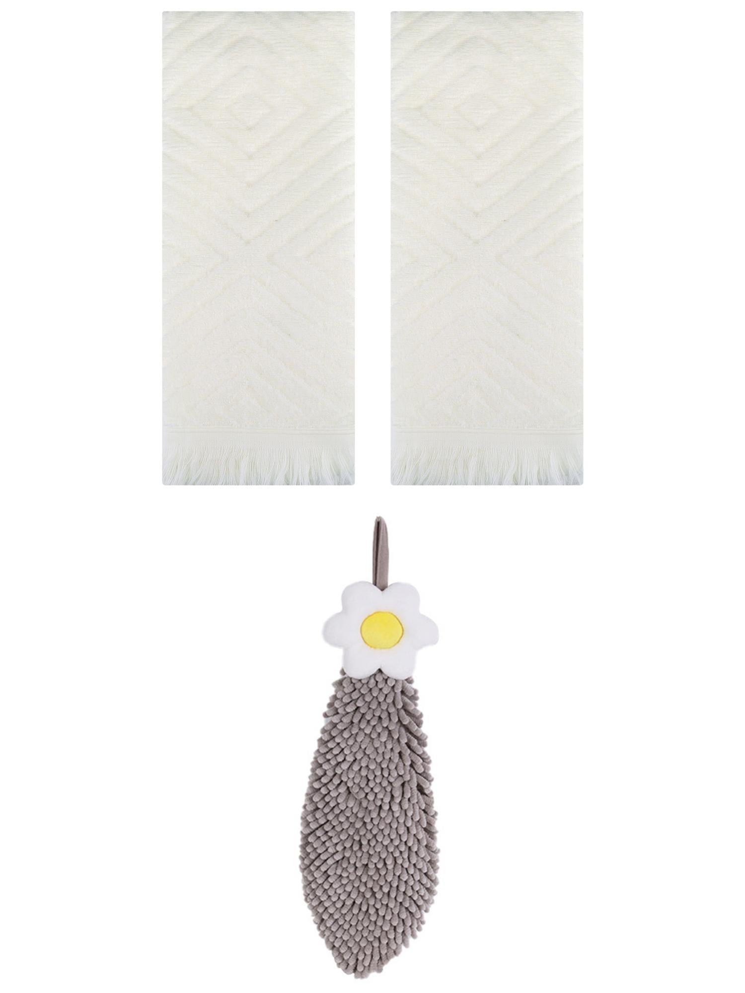 Unique Bargains 3 Pcs Geometric Soft Hand Towels Beige/Grey 13" x 29"/6" x 15"
