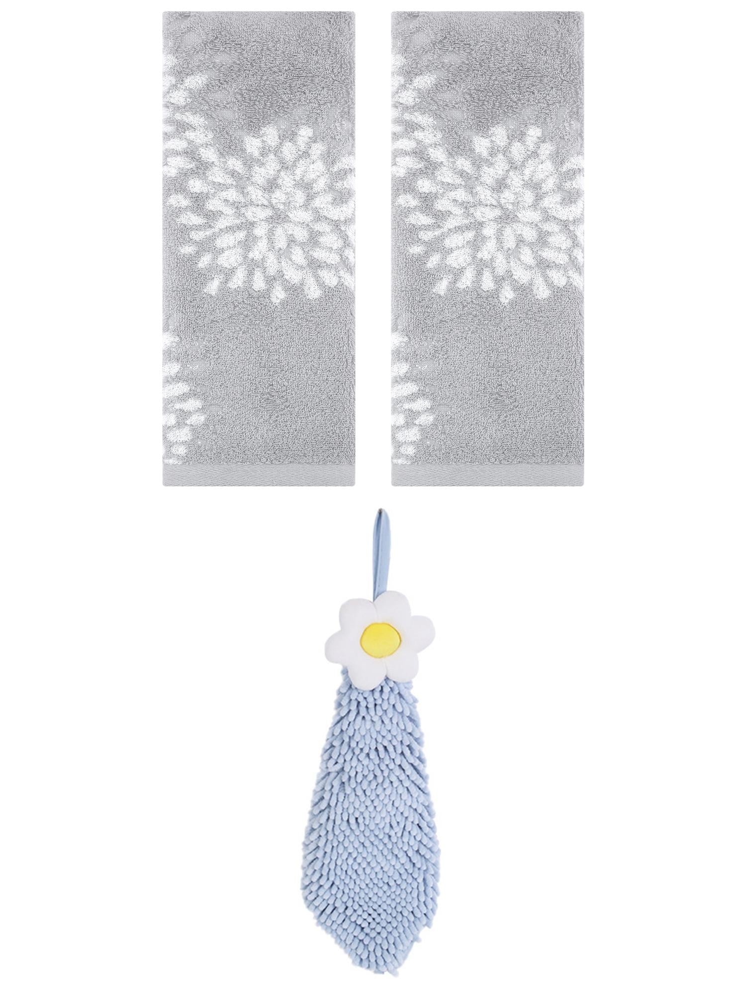 Unique Bargains 3 Pcs Hand Towelroom Grey/Blue-1 14" x 30"/6" x 15"