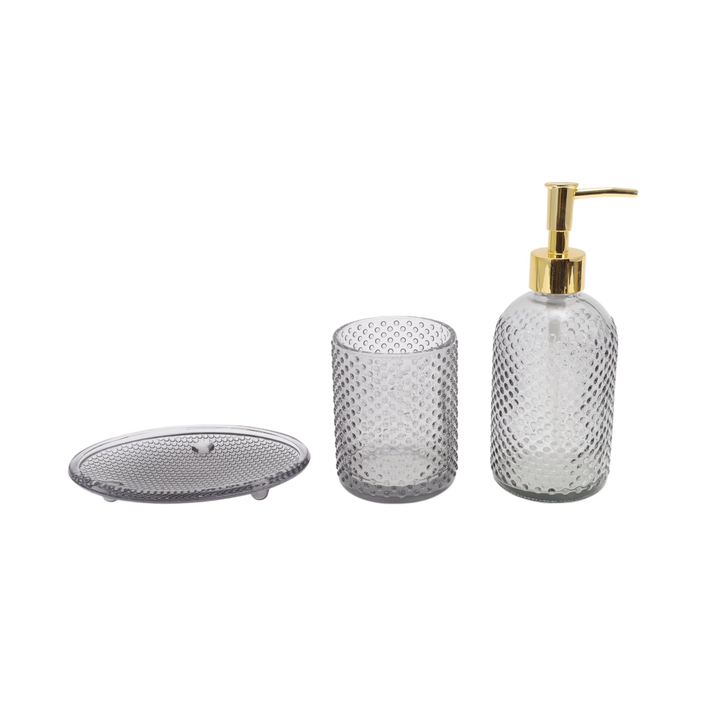 Unique Bargains 3 Pcs Reusable Dot Bathroom Accessories Kit Blue
