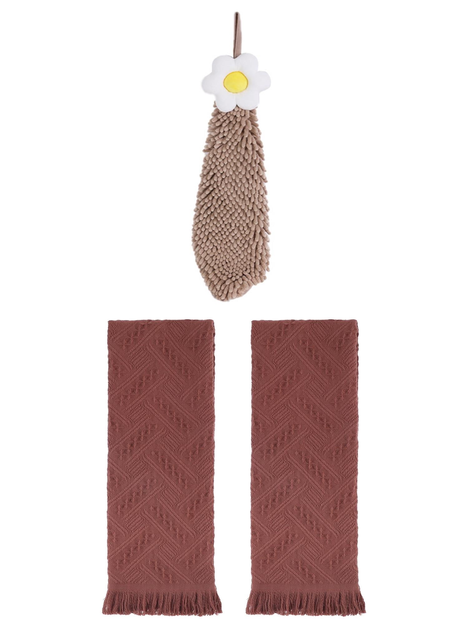 Unique Bargains 3 Pcs Soft Absorbent Towels Brown 13" x 29"/6" x 15"
