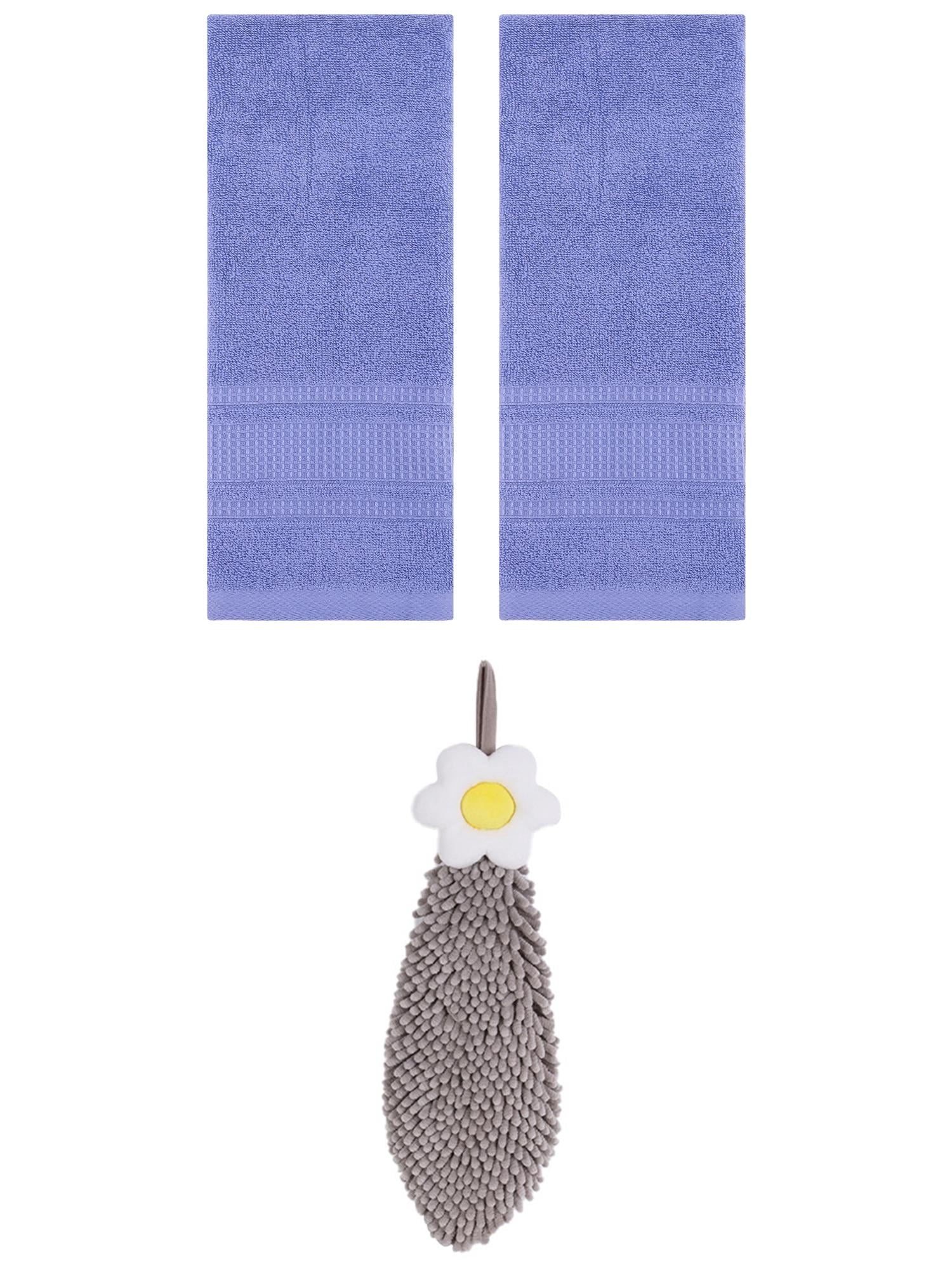 Unique Bargains 3 Pcs Solid Soft Hand Towels Dark Blue/Grey 13" x 29"/6" x 15"