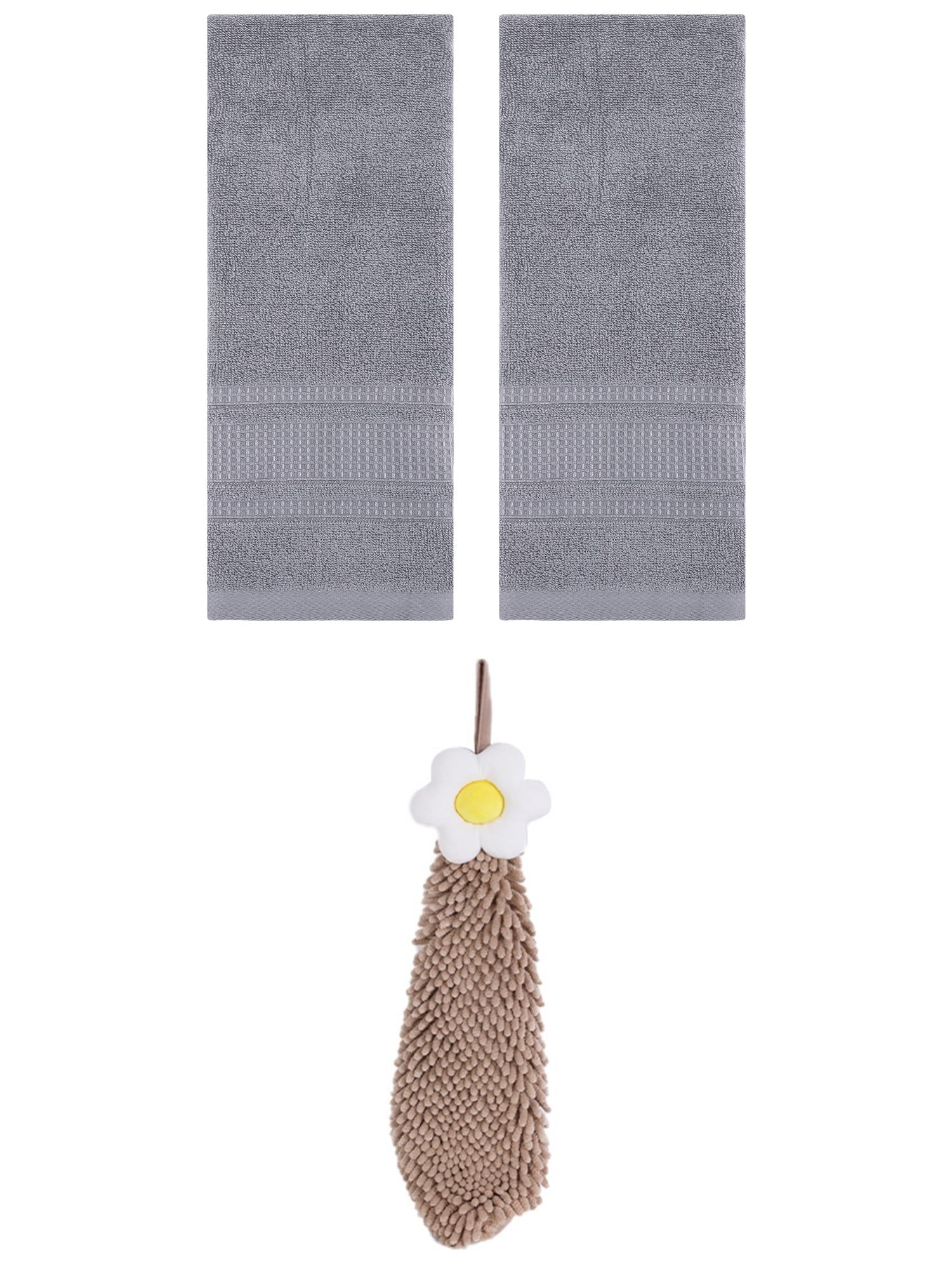 Unique Bargains 3 Pcs Solid Soft Hand Towels Grey/Brown 13" x 29"/6" x 15"