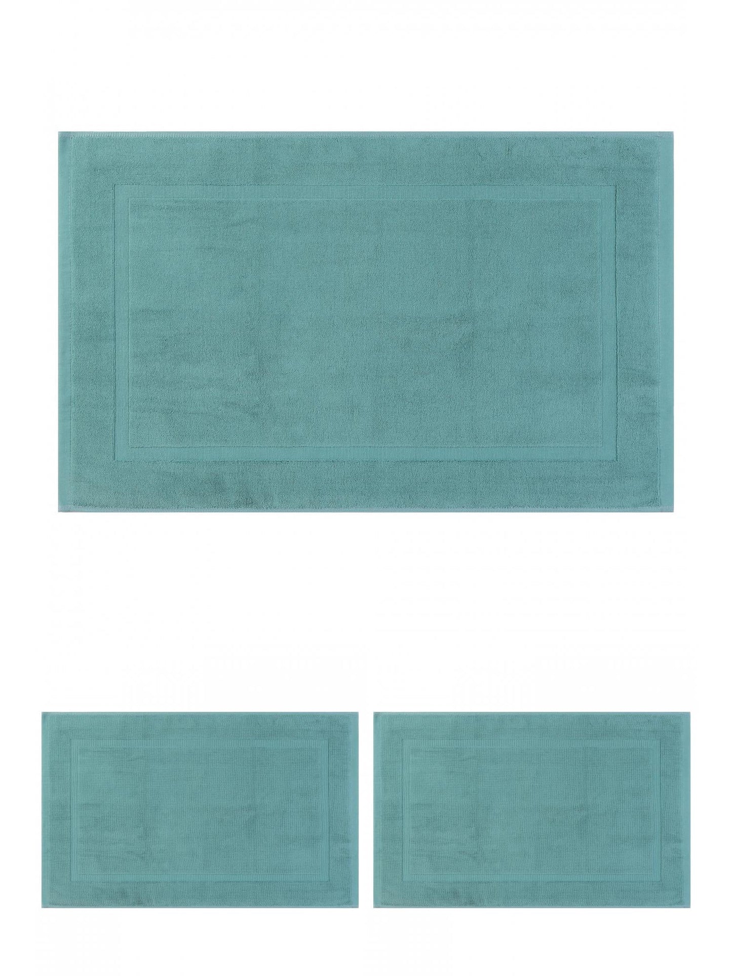 Unique Bargains 3 Pcs Towel Cotton Banded Mat Reversible Step Out Rug Blue 16" x 24"