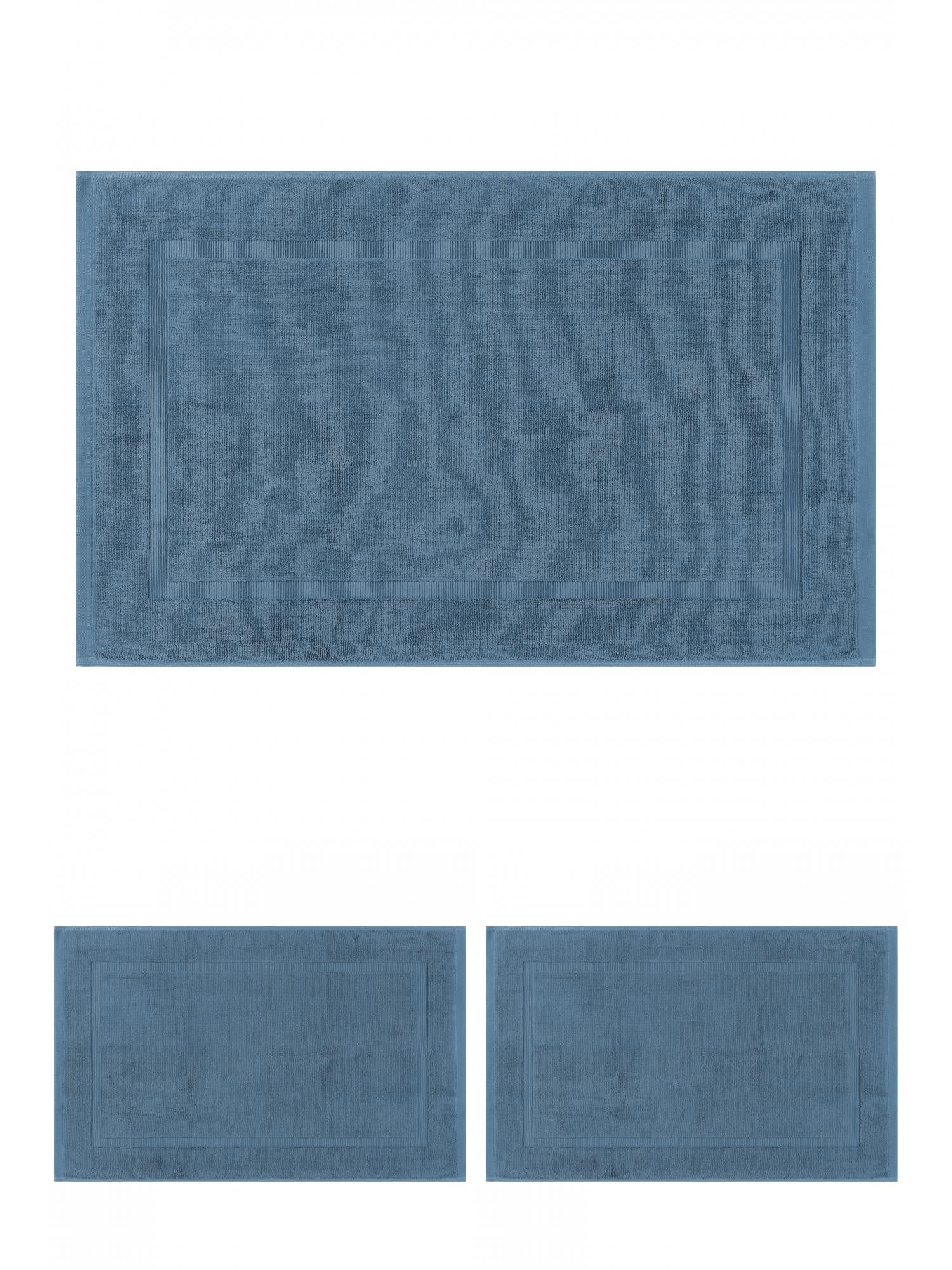 Unique Bargains 3 Pcs Towel Cotton Banded Mat Reversible Step Out Rug Dark Blue 16" x 24"