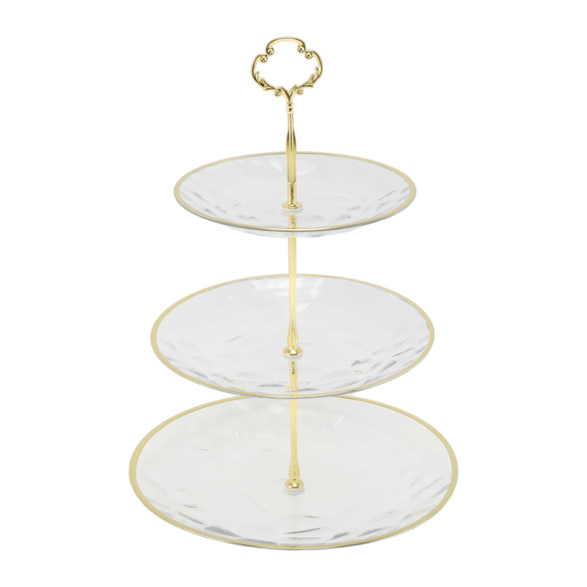 Unique Bargains 3 Tier Dessert Cupcake Stand Holder for Donut Clear Gold Tone