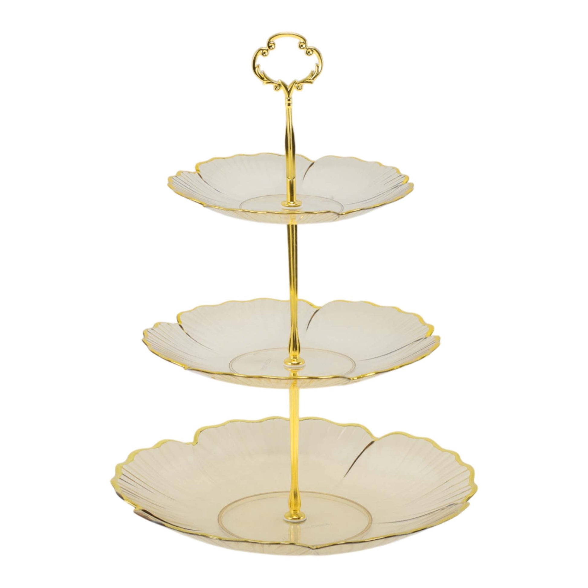 Unique Bargains 3 Tier Dessert Cupcake Stand Holder with Five Petals Design Clear