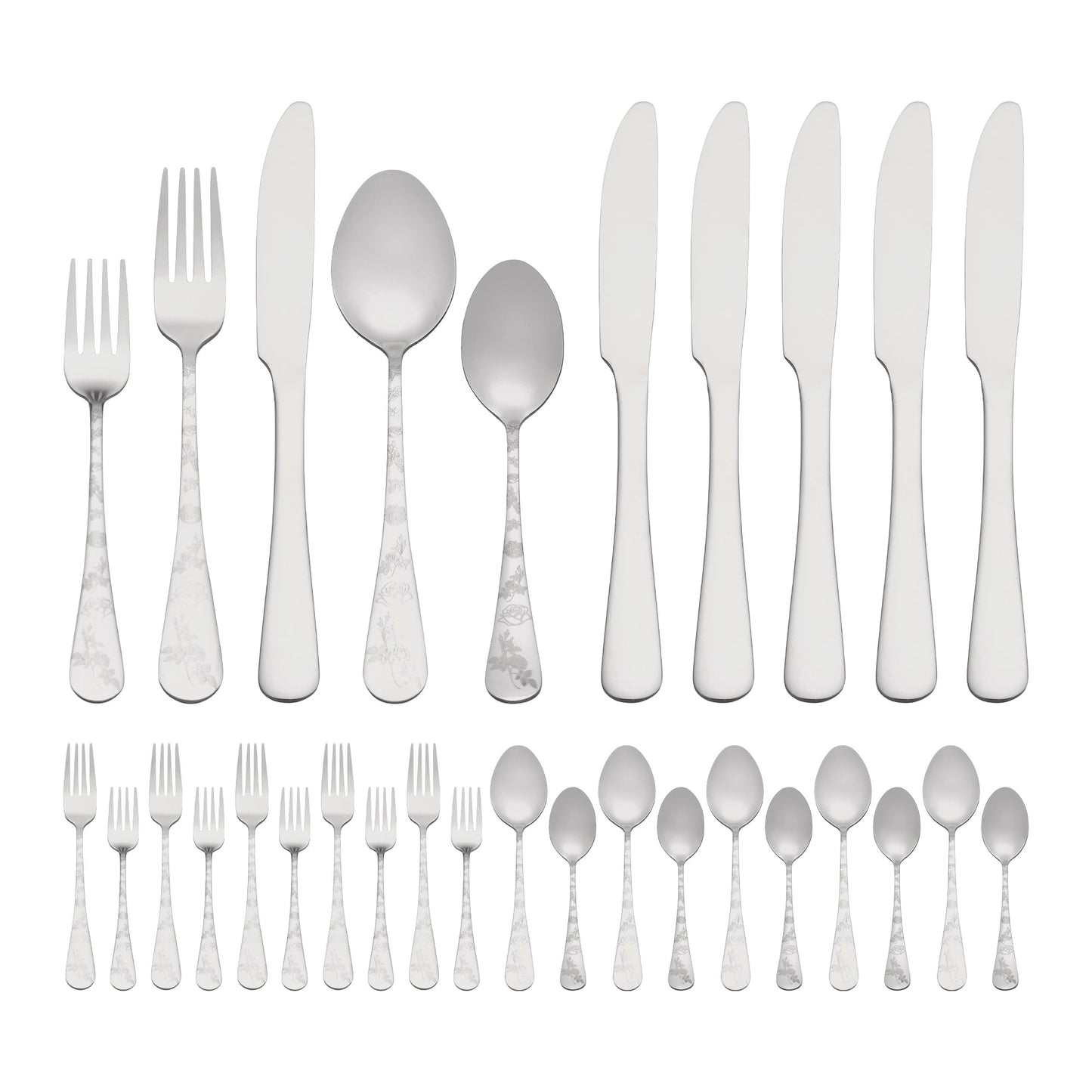 Unique Bargains 30 Piece Silverware Set for 6 Stainless Steel Floral Flatware Silver 30